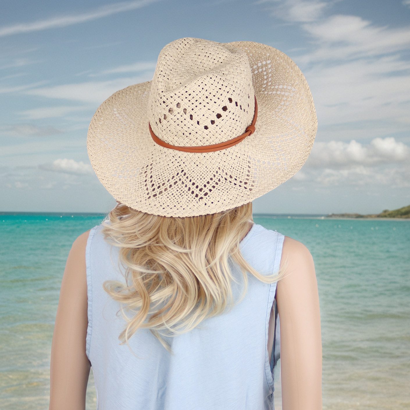 MIRROSI Strohhut Sonnenhut Sommerhut Strandhut Cowboy günstig online kaufen