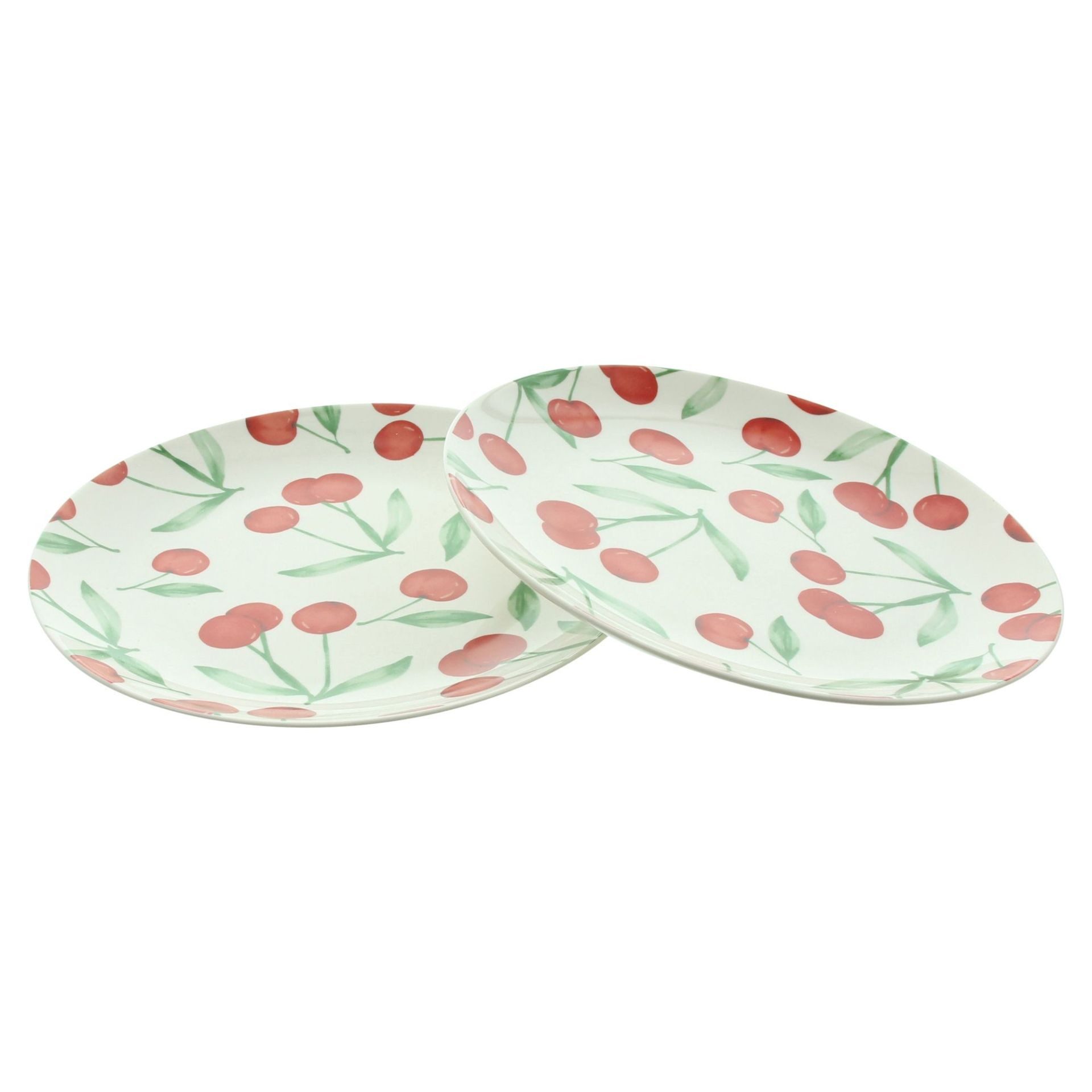 Home-trends24.de Teller Kuchenteller Kirschen Brot Teller Essteller Deko Tisch 2er-Set, (2 St)