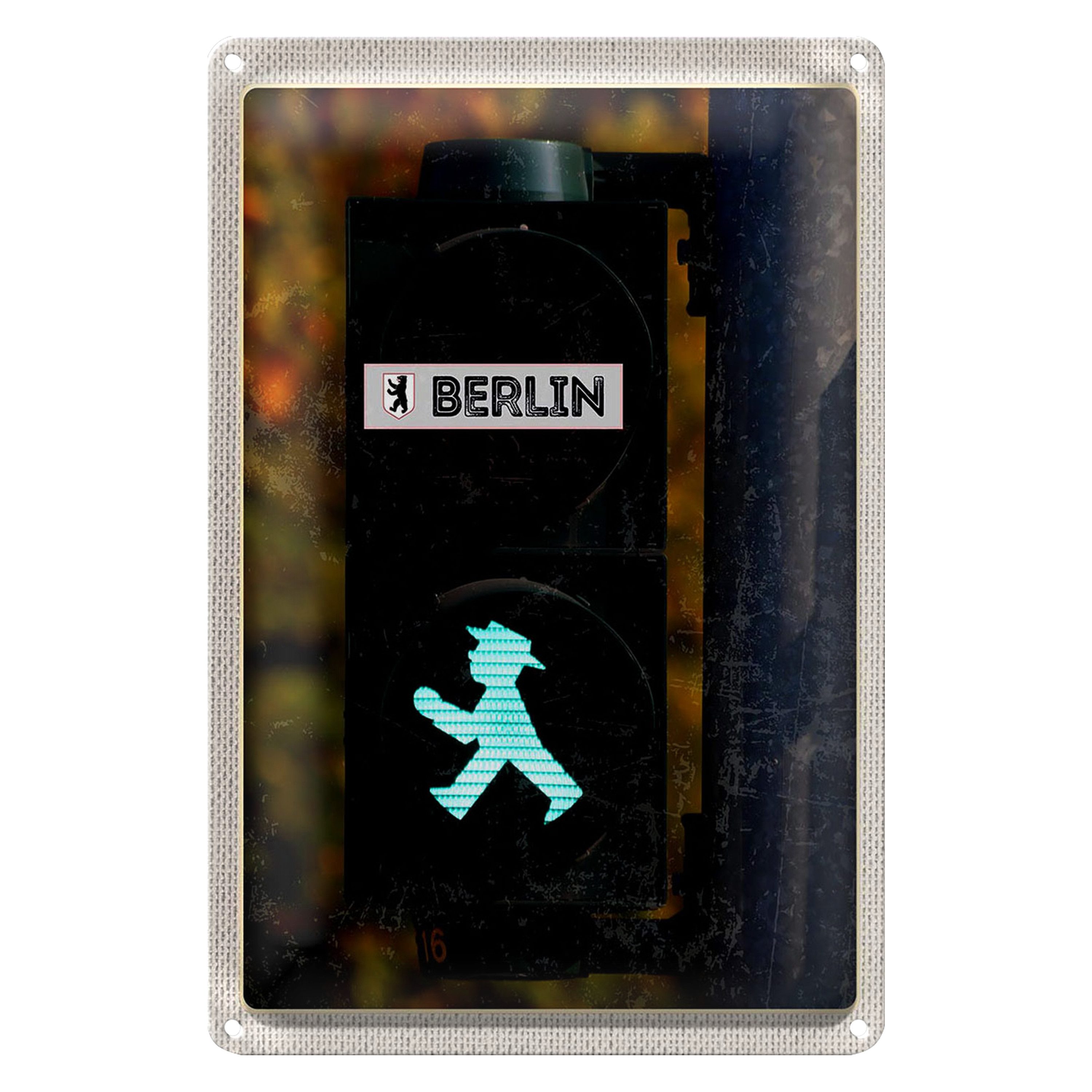 Roomando Metallschild Blechschild Reise 20x30cm Berlin Deutschland Ampel Reise