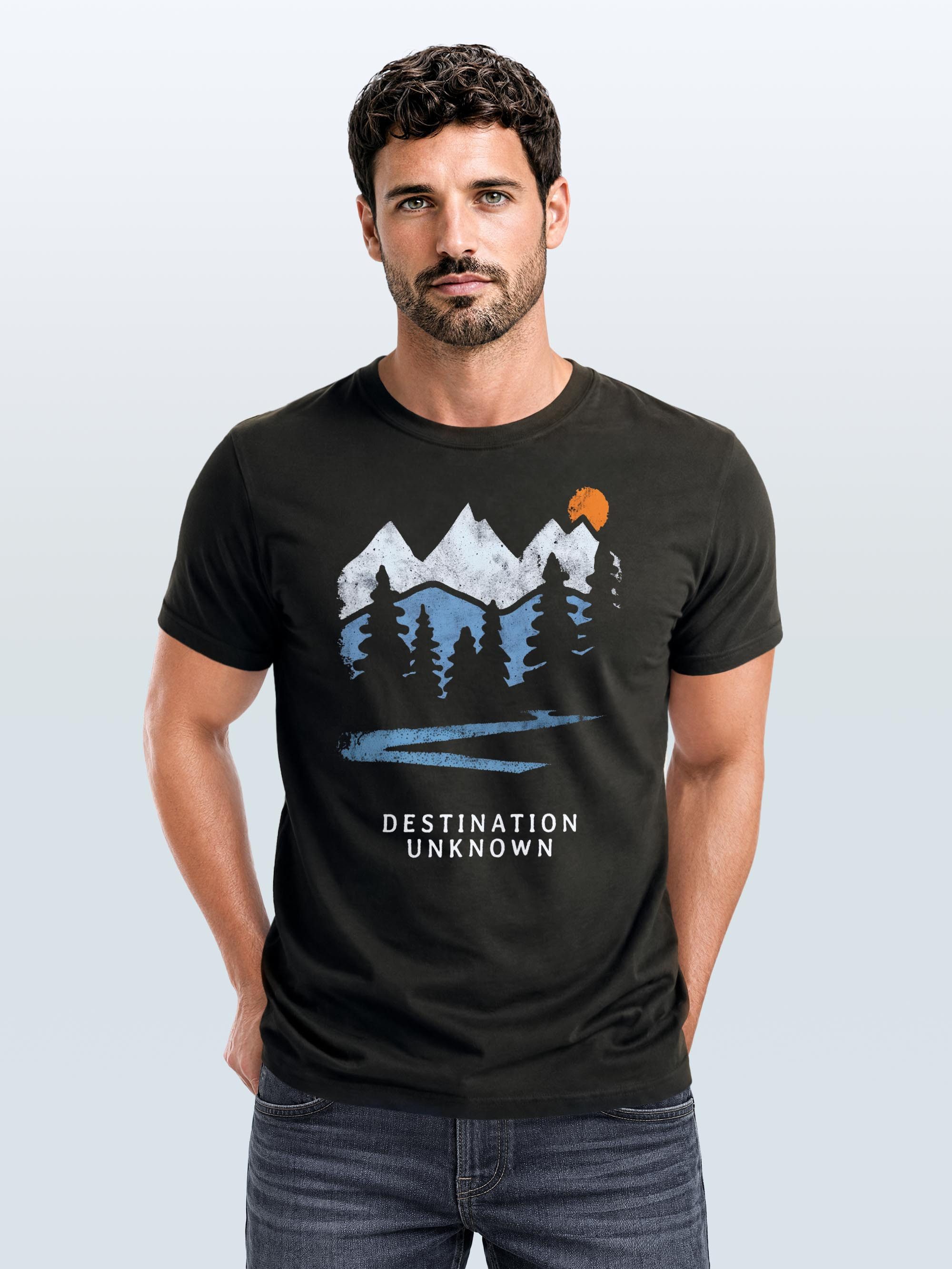 Neverless Print-Shirt Herren T-Shirt Prinstshirt Berge Wandern Adventure Outdoor mit Print