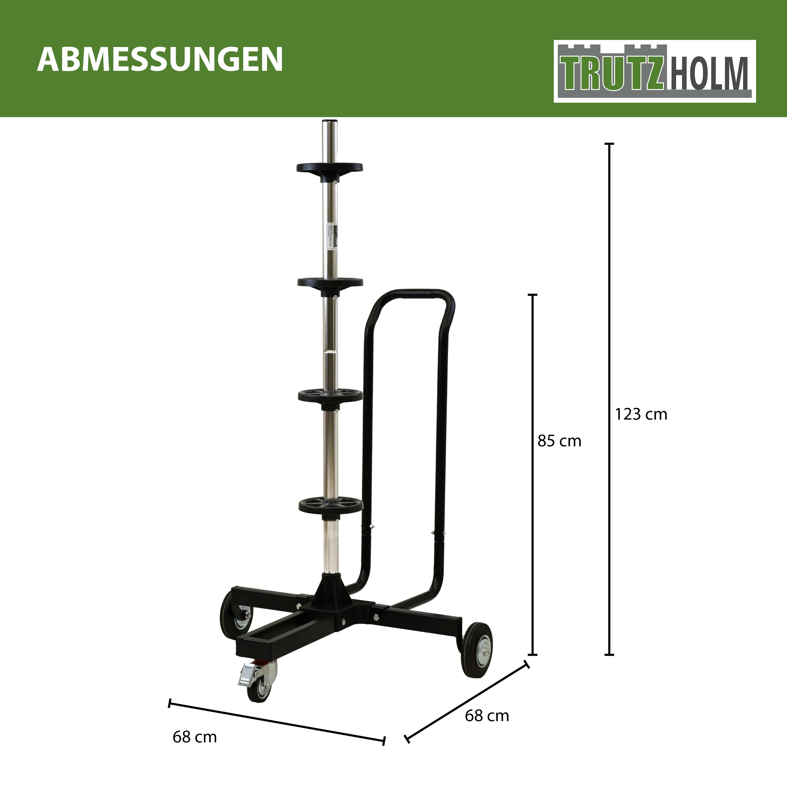 TRUTZHOLM Mobile Rim Tree with Protective Cover, Tire Stand, Tire Cart, Rim Stand for Cars, 1 Piece, Smooth-Running