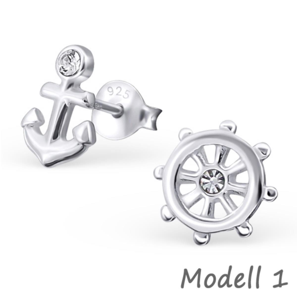 Ohrring-Set Anker Ohrschmuck: Silber Ohrstecker oder Creolen Ohrringe