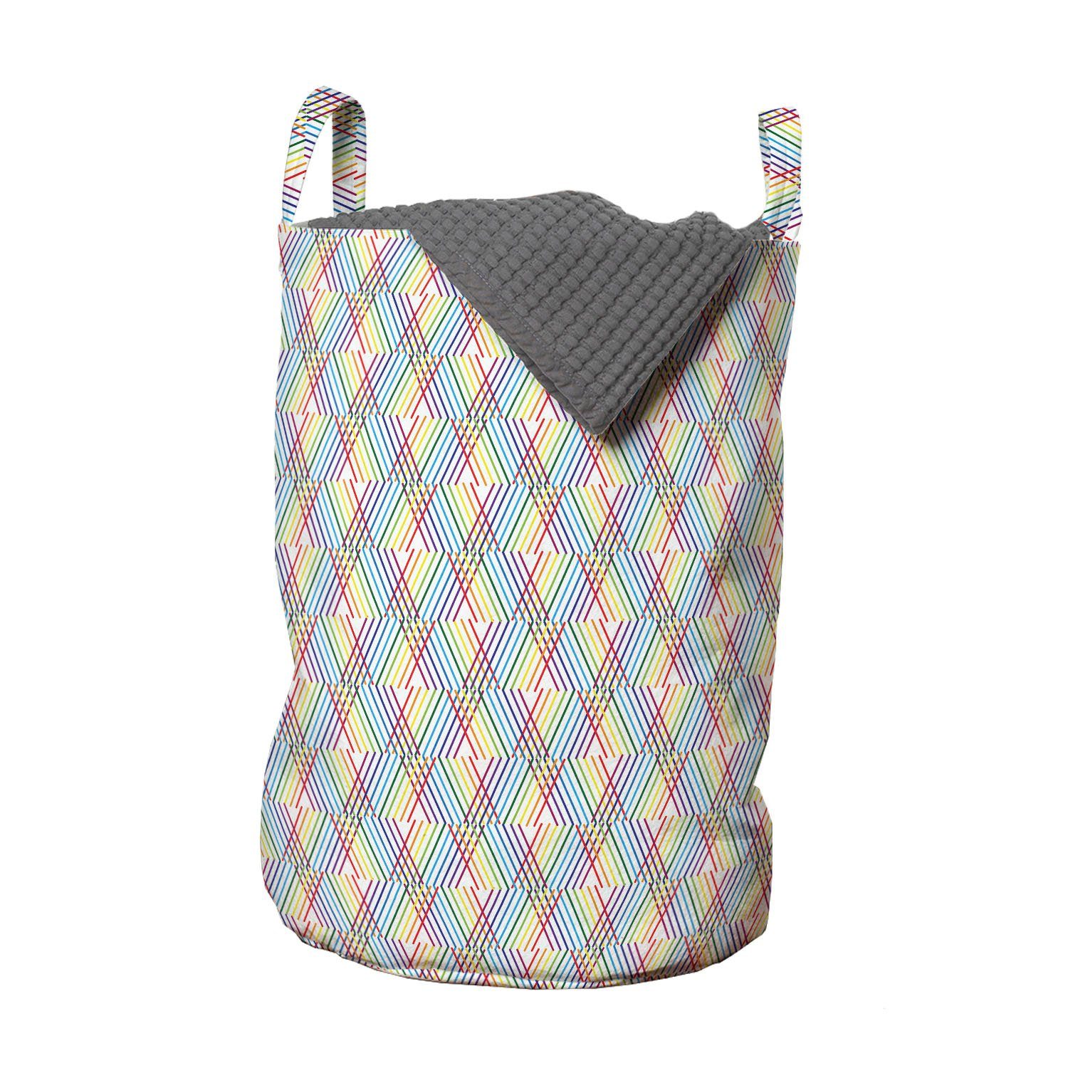 Abakuhaus Wäschesäckchen Wäschekorb mit Griffen Kordelzugverschluss für Waschsalons, Abstrakt Diagonal Bunte Streifen