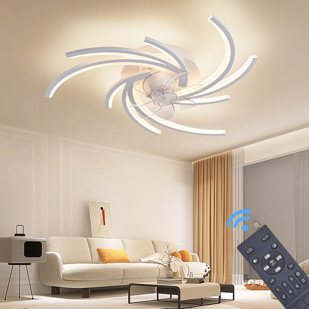 Eurohandisplay Deckenventilator Deckenventilator LED Beleuchtung Deckenlampe Fernbedienung, Mit Fernbedienung einstellbar