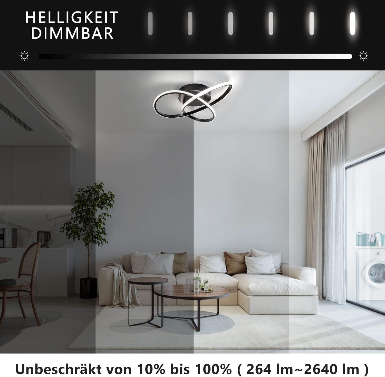 Nettlife LED Deckenleuchte Flurlampe Modern Küchenlampe Schwarz Weiß 3000K Wohnzimmer, Flimmfrei Blendfrei, LED fest integriert, Kaltweiß, Neutralweiß, Warmweiß, Blendfrei