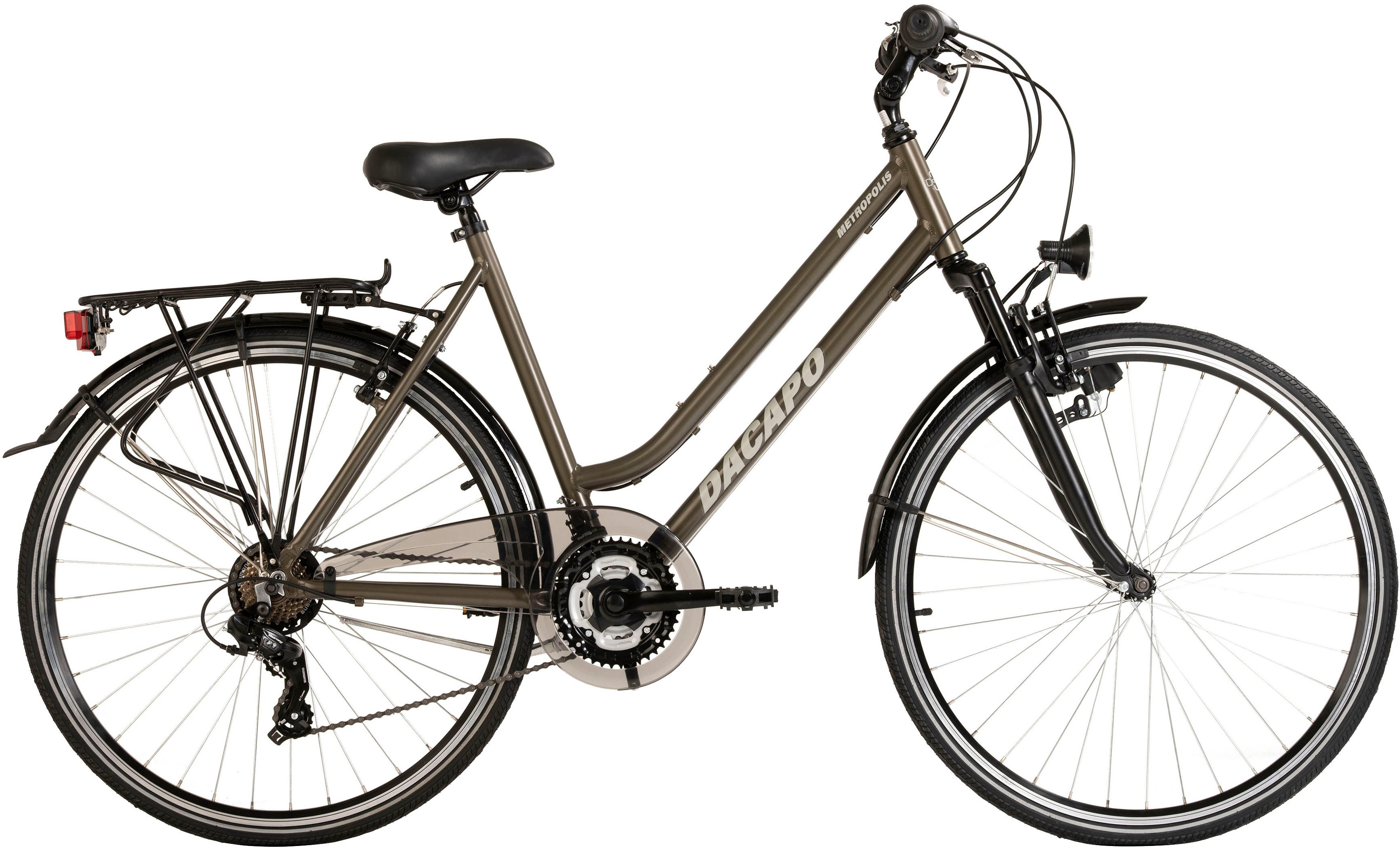 Dacapo Trekkingrad Trekkingrad Damen 28'' Metropolis Anthrazit Flachlenker 21 Gänge, 21 Gang, Kettenschaltung