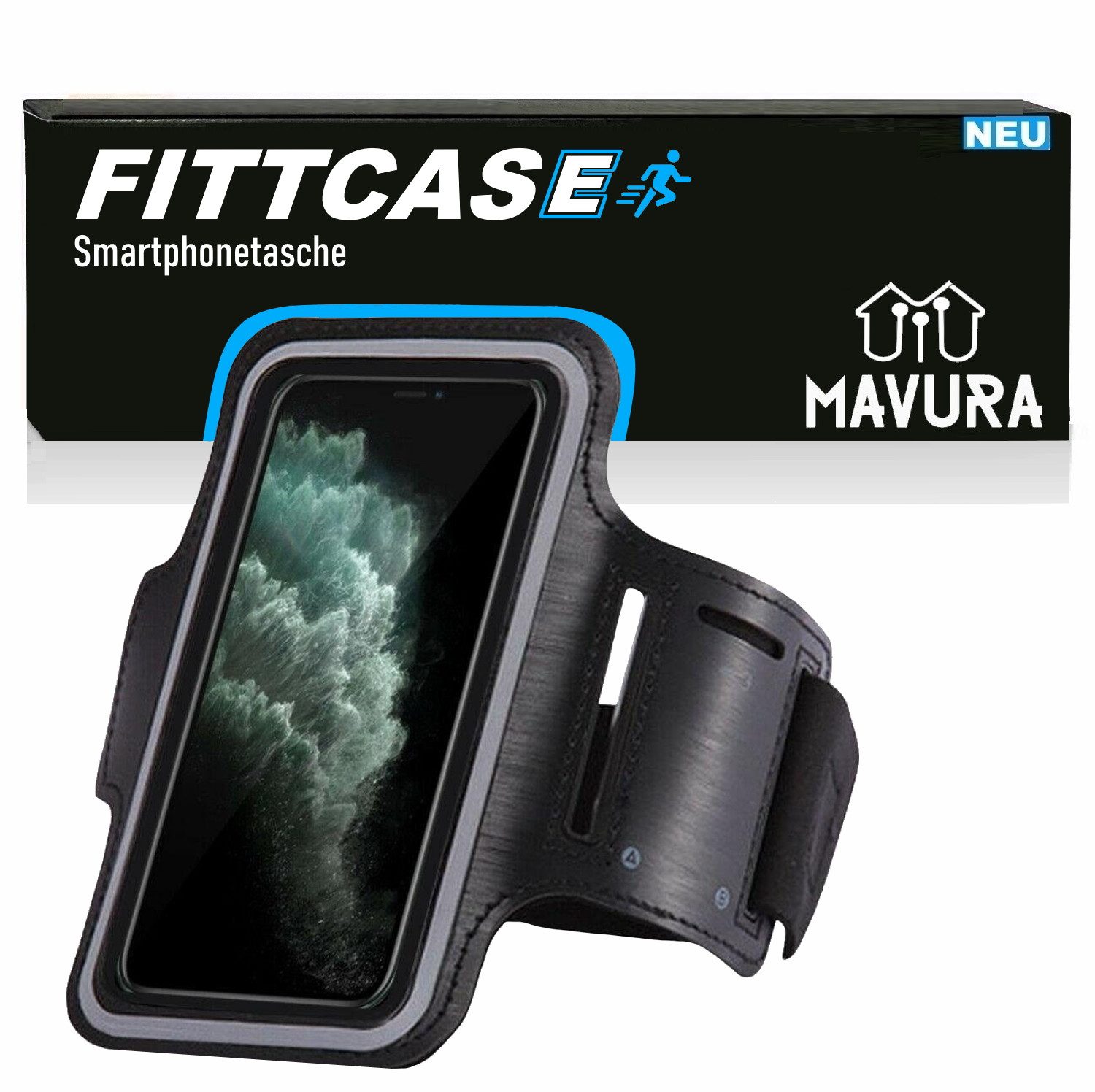 MAVURA Smartphonetasche FITTCASE Universal Sportarmband Handy Arm Tasche Sport Fitness (Armband Joggingarmband Laufen Smartphone Schutz Hülle), Case mit Schlüssel Fach Joggen für Iphone Samsung Huawei HTC etc.