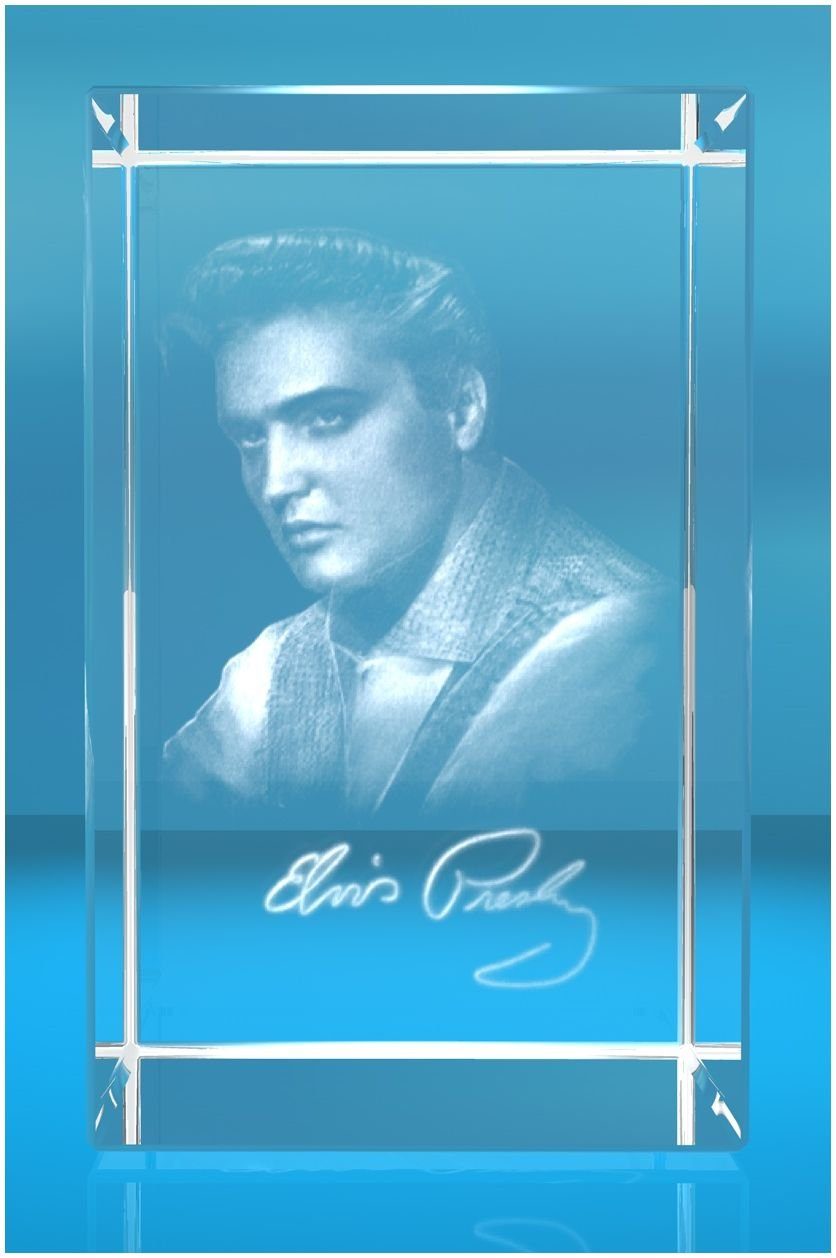 Dekofigur 3D Glasquader Motiv: 3D Autogramm Elvis Presley, Hochwertige Gesc günstig online kaufen