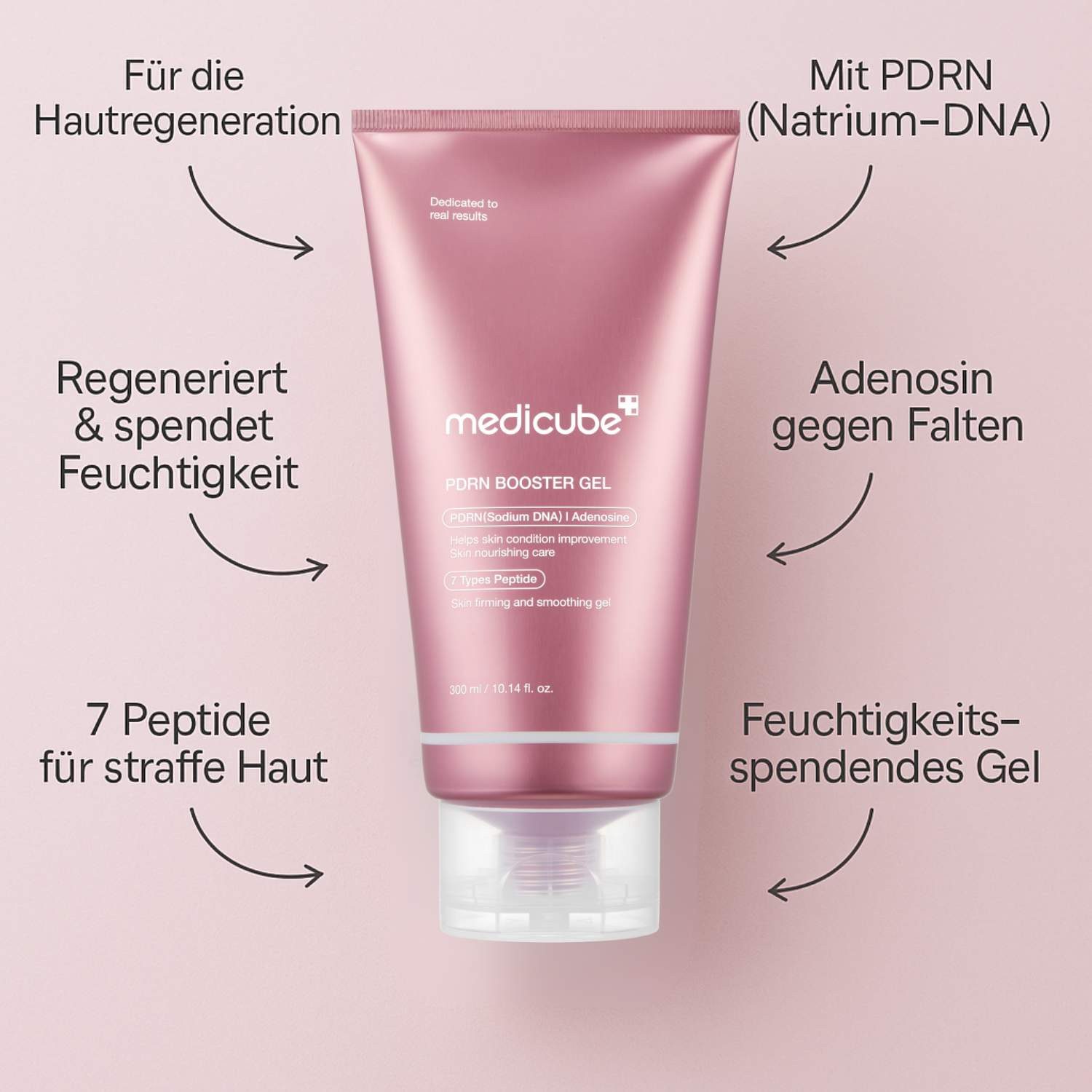 Medicube Tagescreme PDRN Booster Gel 300ml – leichtes Gel für empfindliche Haut, mit PDRN Niacinamid & 7 Peptiden – unterstützt Regeneration, stärkt die Hautbarriere, verbessert Elastizität & Geschmeidigkeit – ideal für Gesicht & Hals