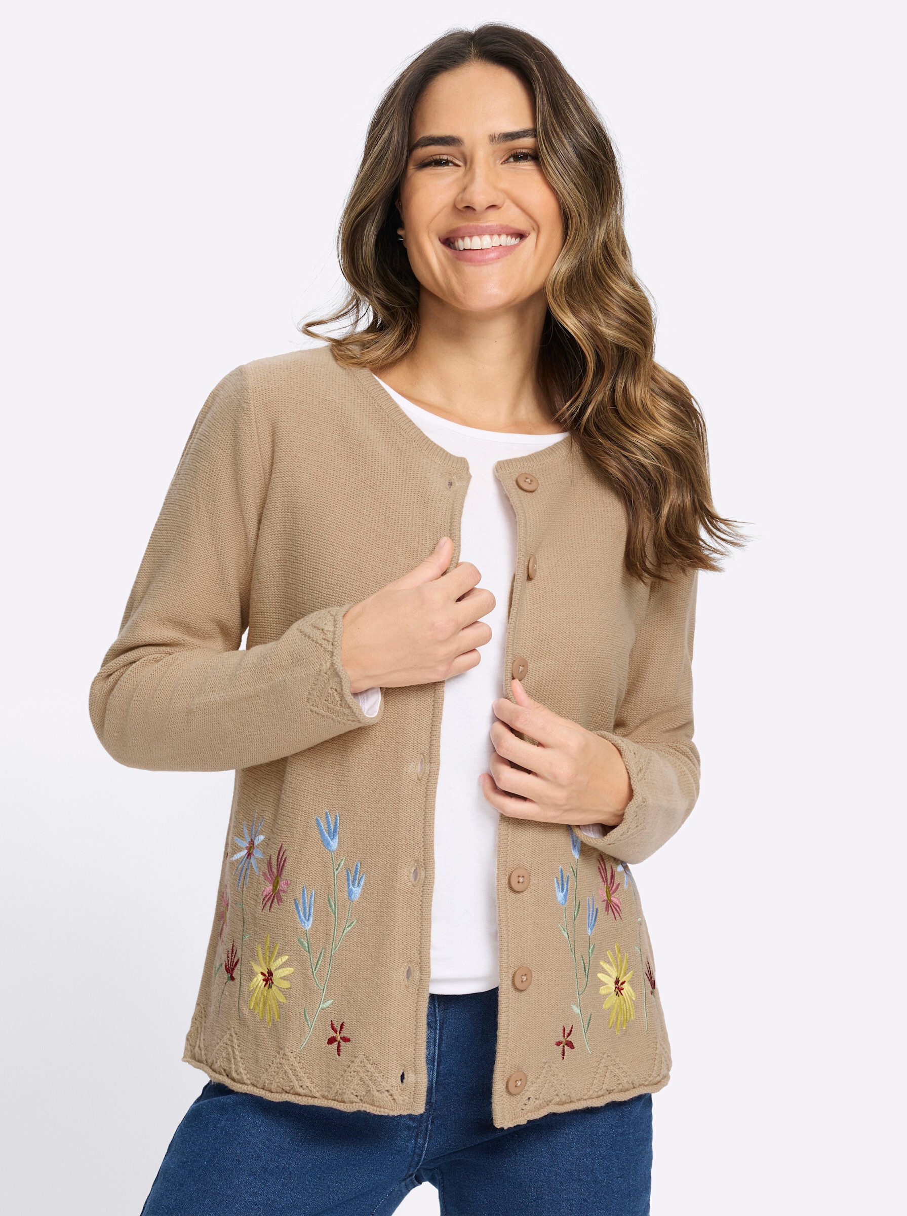 Sieh an! Strickjacke Strickjacke Langarm Links-Strick