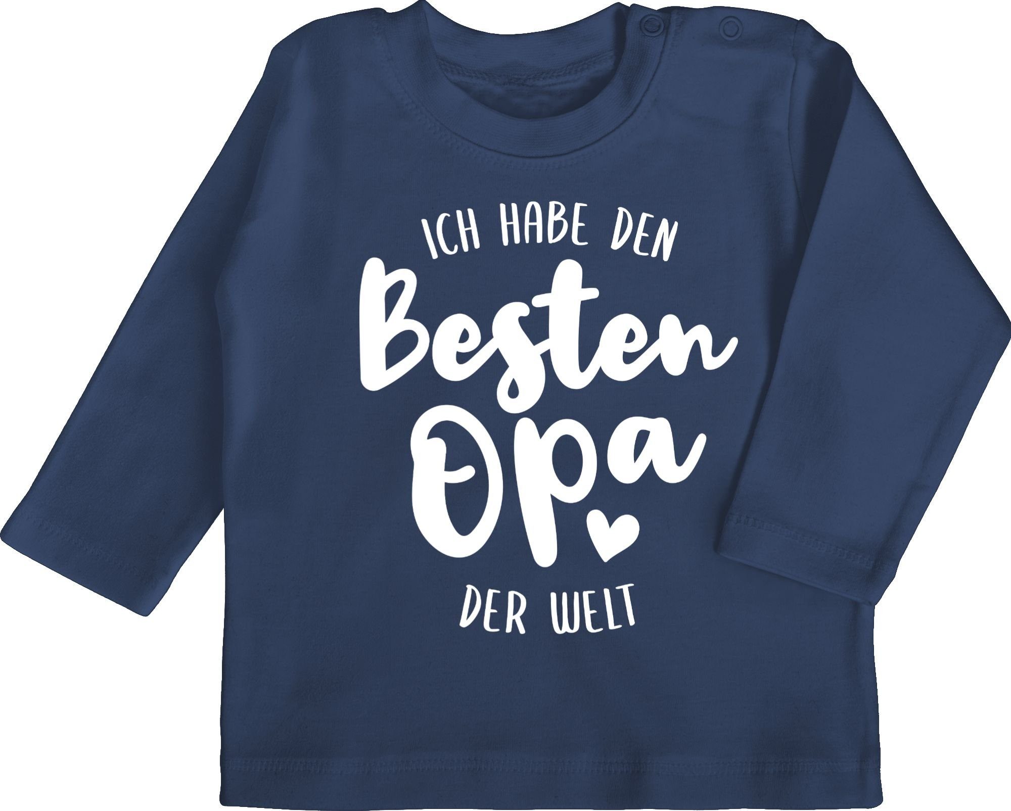Shirtracer T-Shirt Ich habe den besten Opa der Welt Strampler Baby Mädchen & Junge 1 Navy Blau