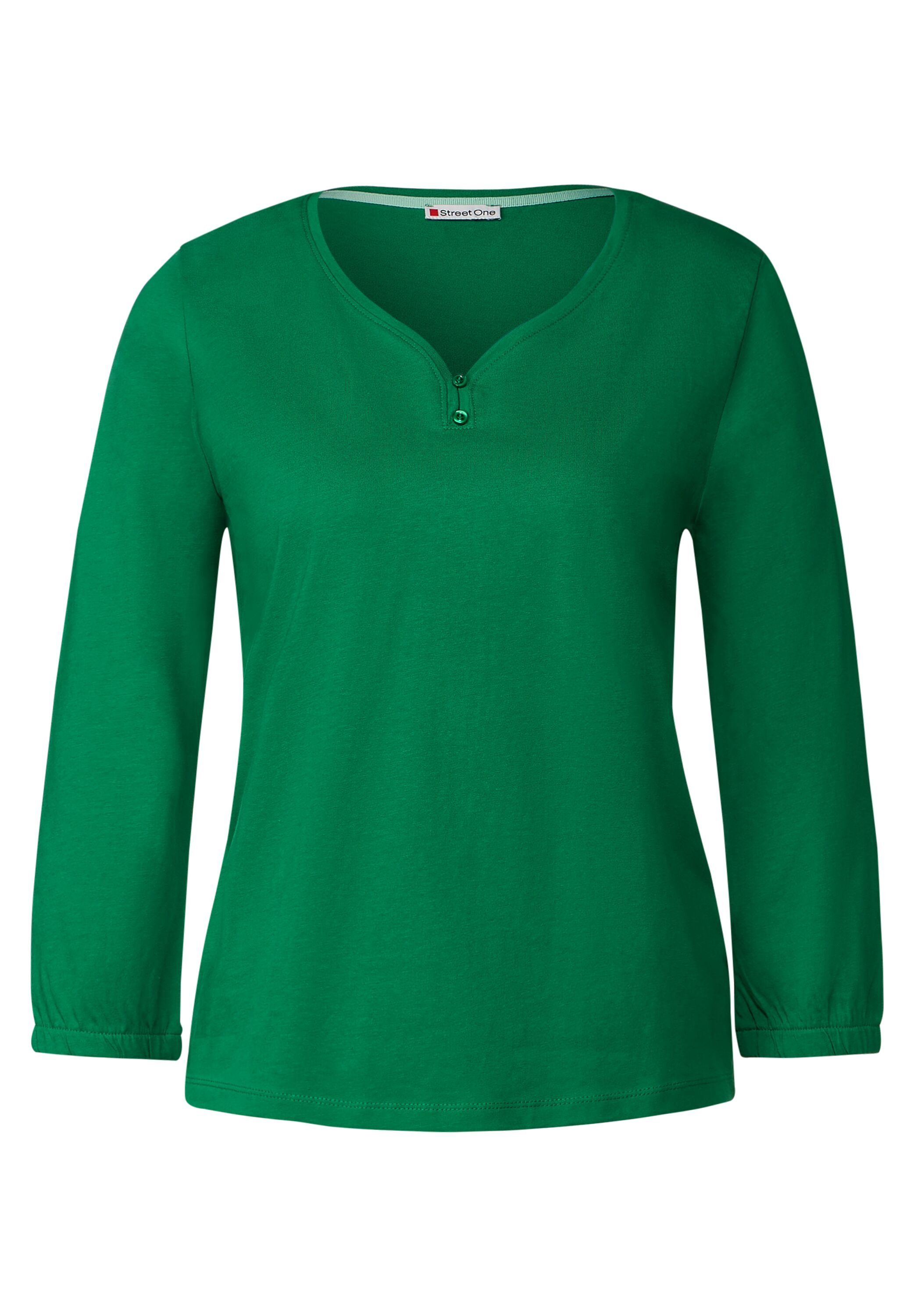 green 3/4-Arm-Shirt Knopf mit STREET ONE brisk Details
