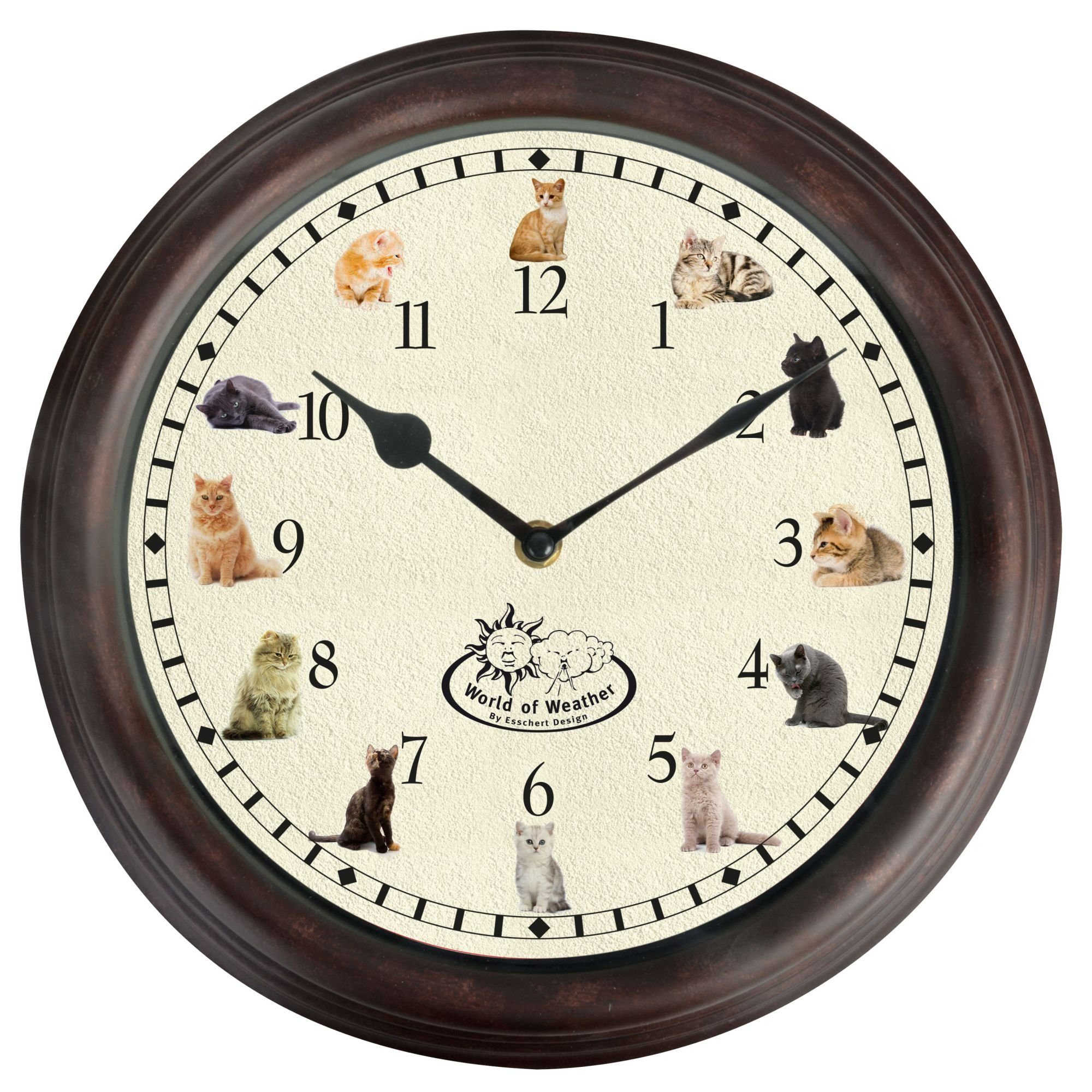 Rivanto Wanduhr (Uhr mit Katzengeräuchenn, Durchmesser 30 cm)