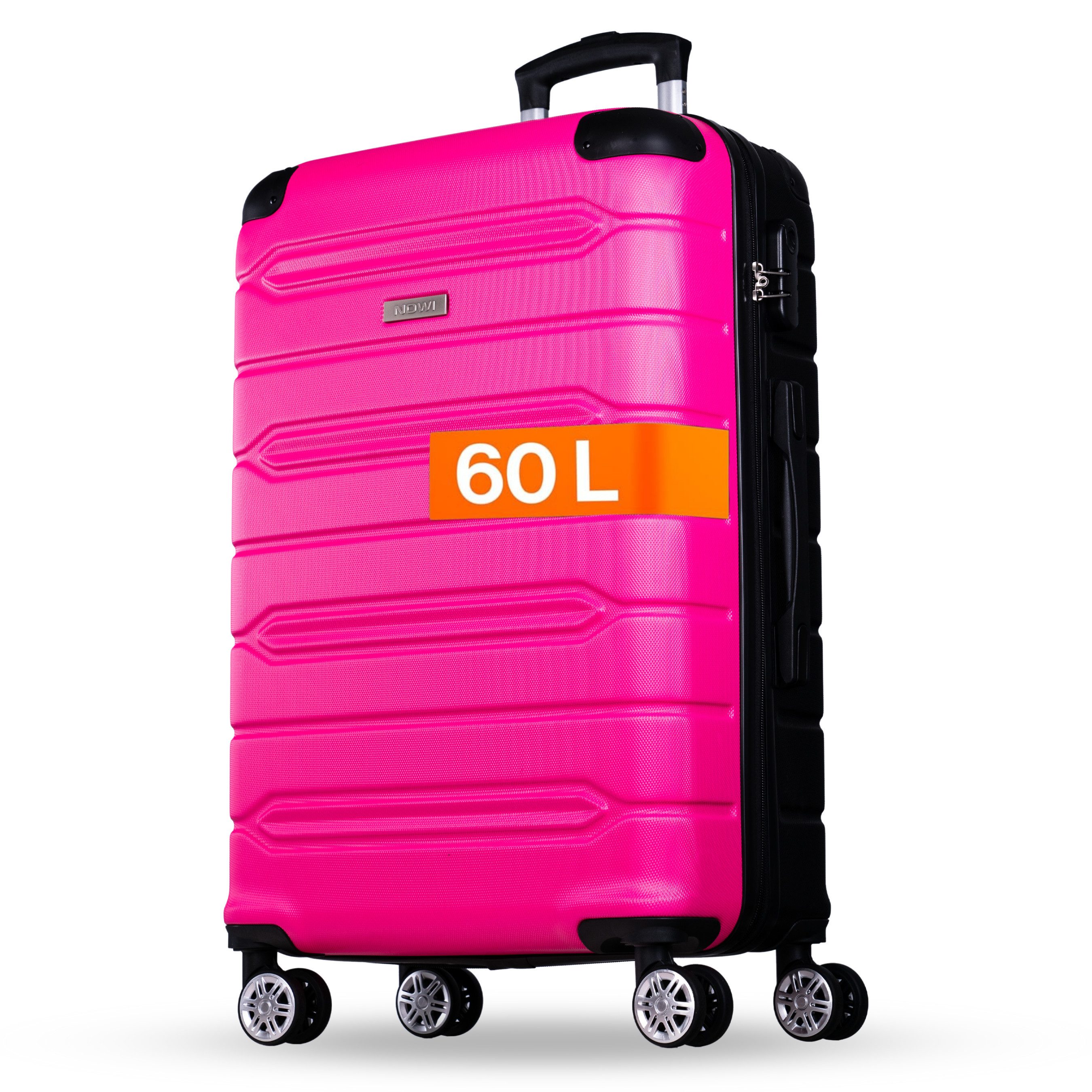 NOWI Hartschalen-Trolley Koffer Hartschalenkoffer mit Zahlenschloss & 8 Rollen Trolley, Zahlenschloss