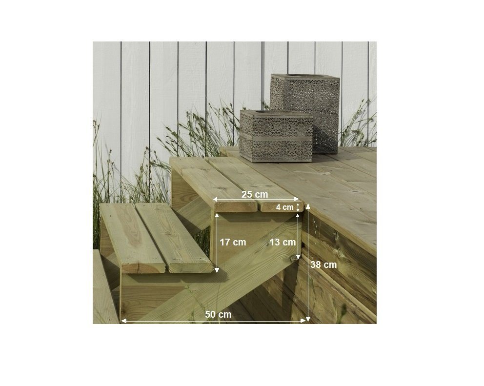 Thumbnail - Gartenwelt Riegelsberger Außentreppe Terrassentreppe Kiefer kesseldruckimprägniert Treppe mit Stufen Wangen