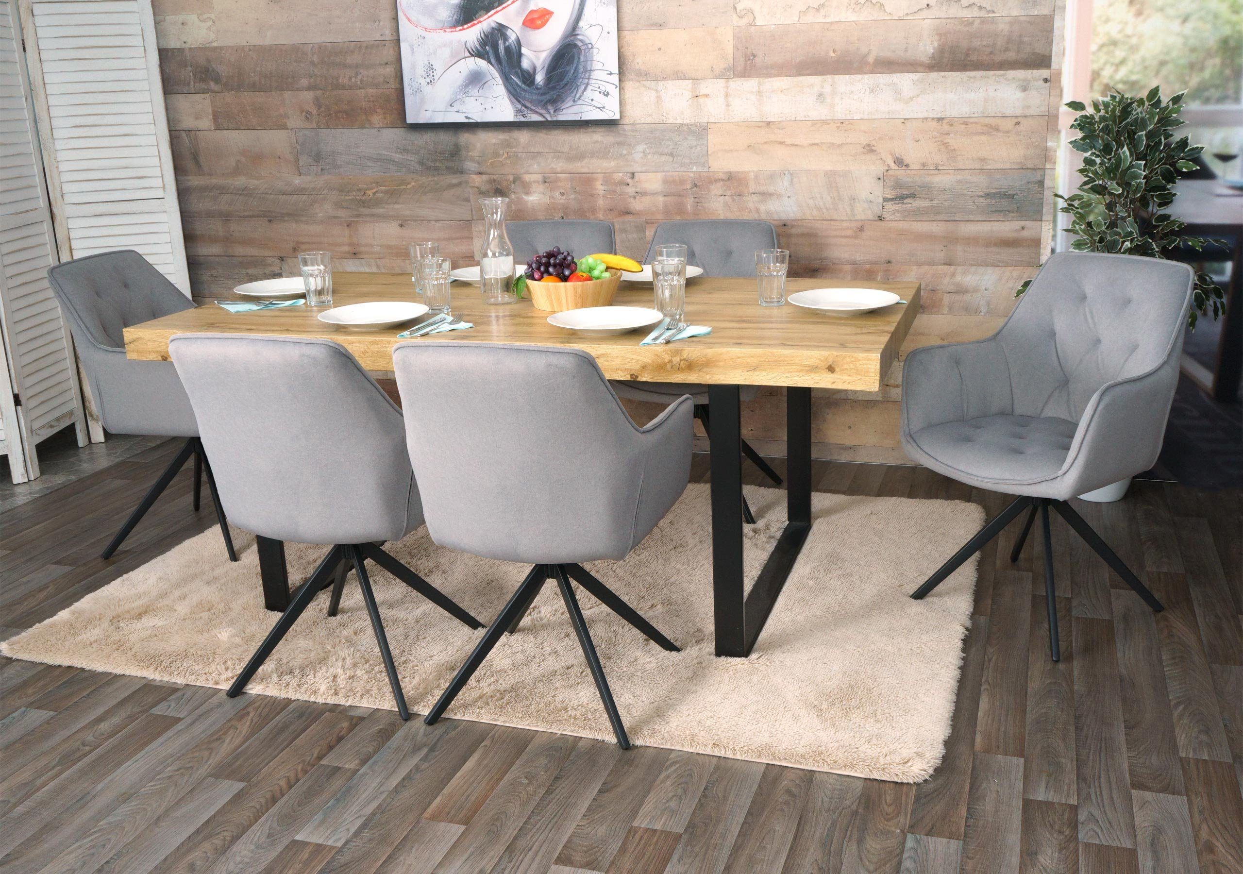 MCW Esszimmerstuhl MCW-L80-6 (6er-Set), Um 180° drehbar, Mit Autoposition