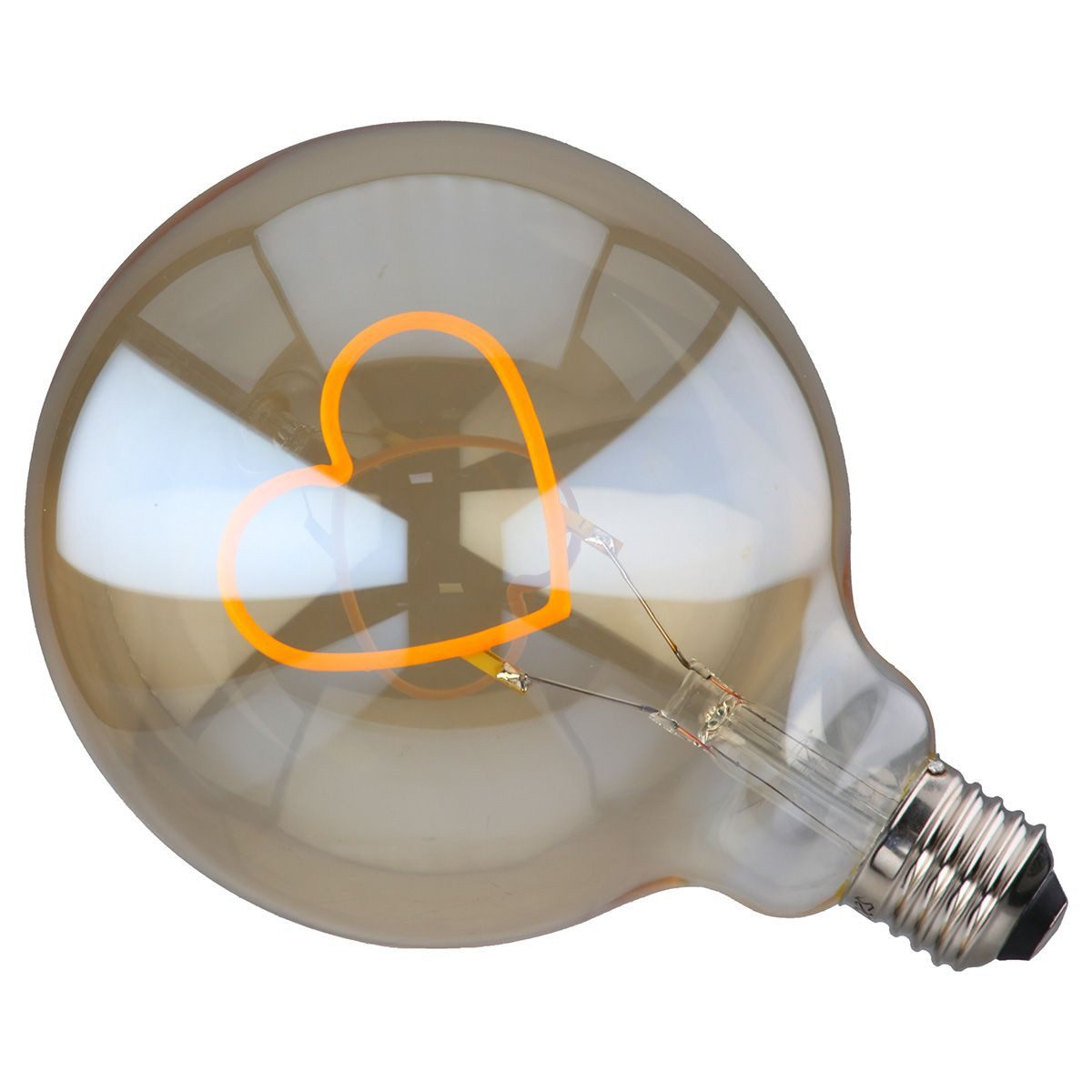 GILDE LED-Leuchtmittel LED Leuchtmittel mit Herzmotiv aus Glas E27 Fassung orange 17cm, 1 St.
