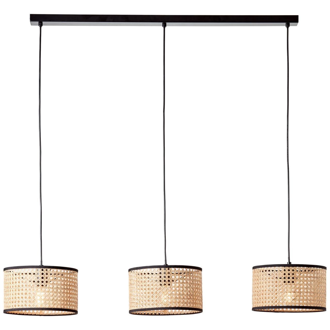 Brilliant Pendelleuchte Wiley, ohne Leuchtmittel, Hängelampe 3flg schwarz/holzfarbend