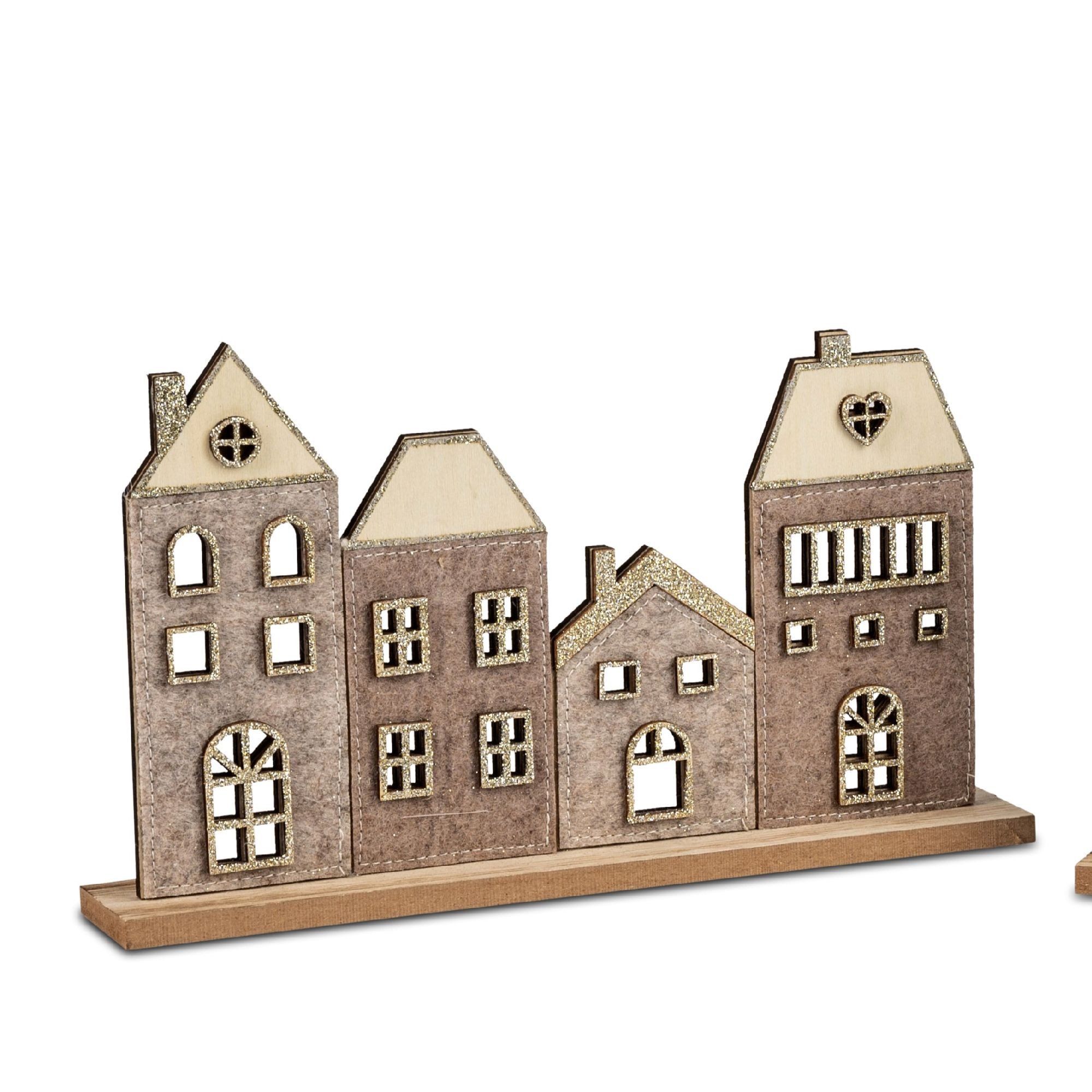 formano Skulptur Häuser, Höhe: 15cm, Farbe: Braun, Motiv: Häuserzeile