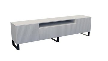 Beautysofa TV-Schrank Malo (inklusive 3x Scharniertüren) mit gefräst Fronten, modernes / loft Stil Lowboard, Weiß / Schwarz
