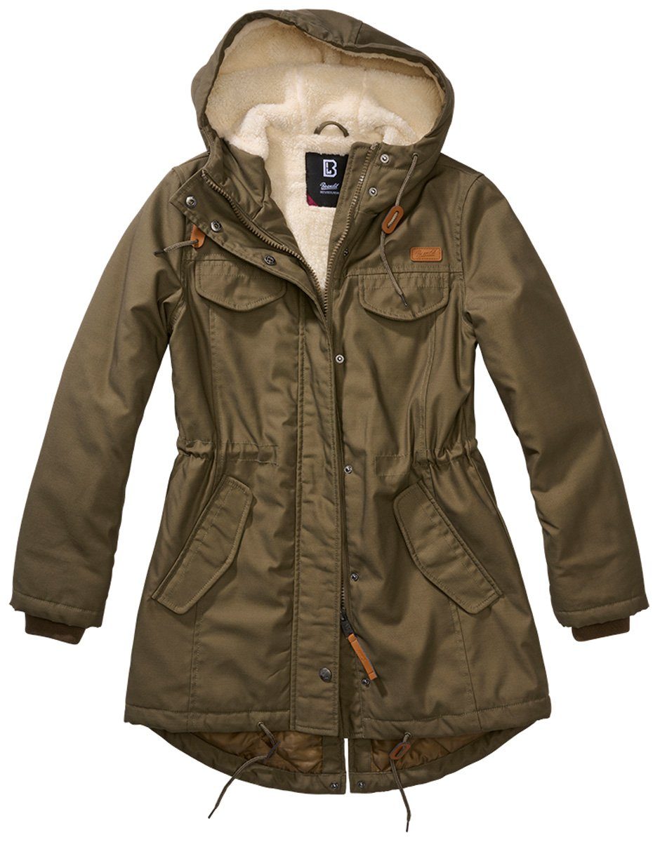 Jacke Parka warm Jacke Brandit Mantel Olive Parka Winter Outdoor Teddyfell Damen