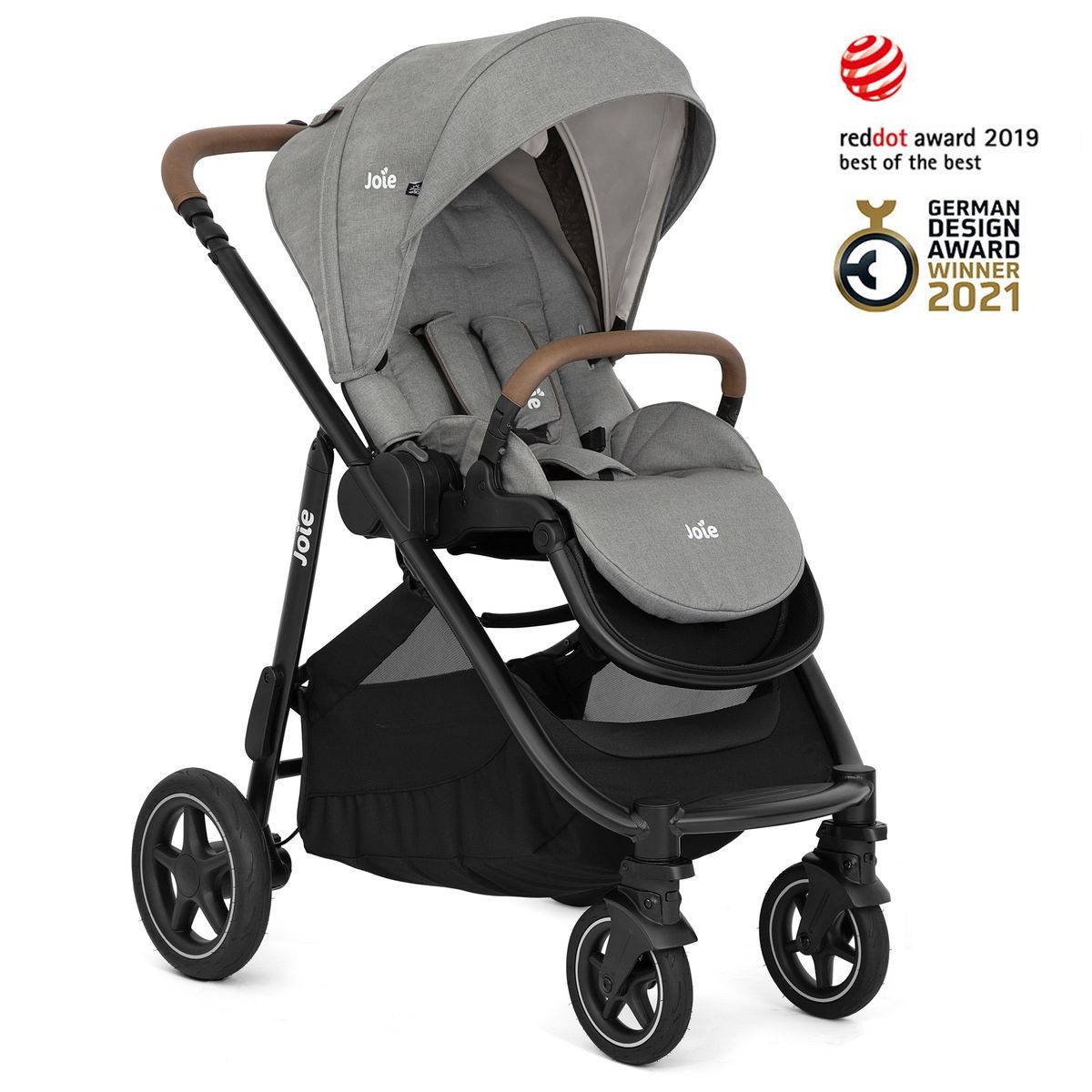 Joie Versatrax Pebble children's buggy, sports stroller with reclining function, adapter, rain cover & accessories up to 22 kg