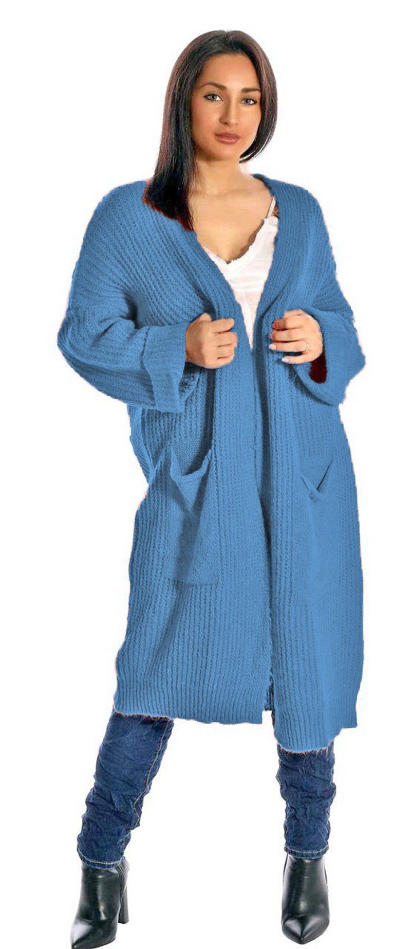 Charis Moda Strickmantel Cardigan Oversize Look mit Taschen