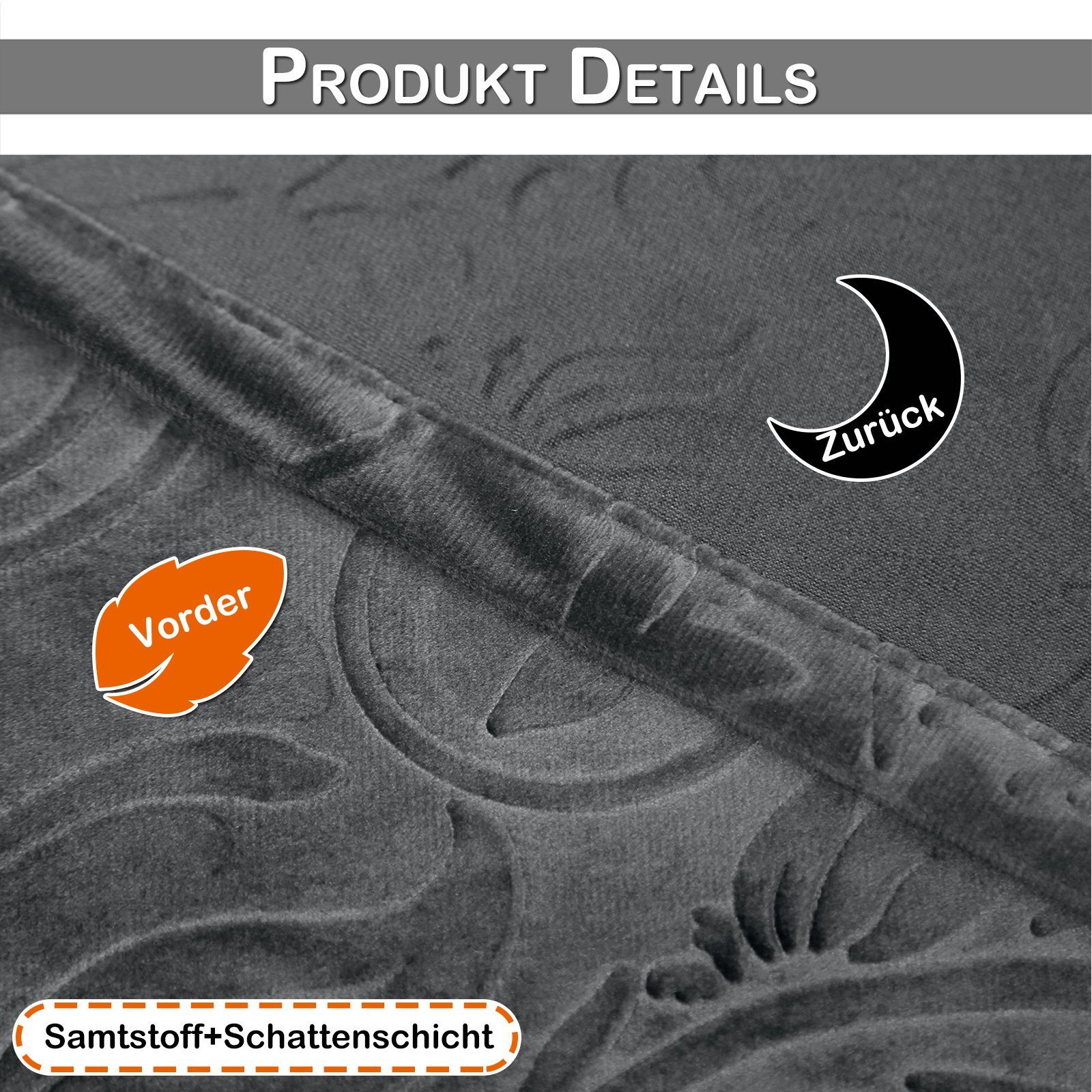 Rosnek Vorhang Luxuriöser, geblümter Samt, für Wohnzimmer Schlafzimmer Deko günstig online kaufen