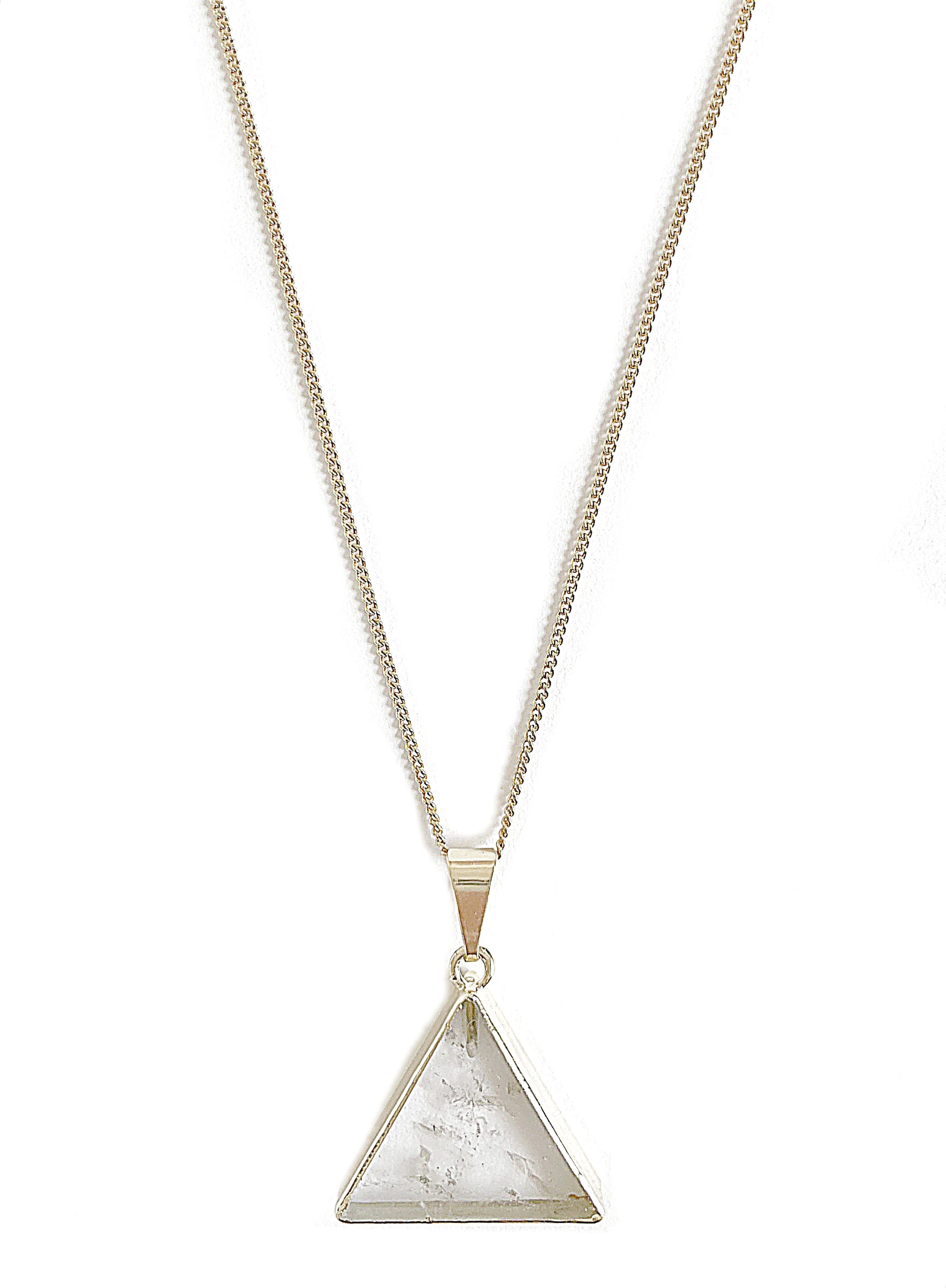Crystal and Sage Jewelry Kette mit Anhänger Bergkristall Dreieck Halskette vergoldet oder versilbert