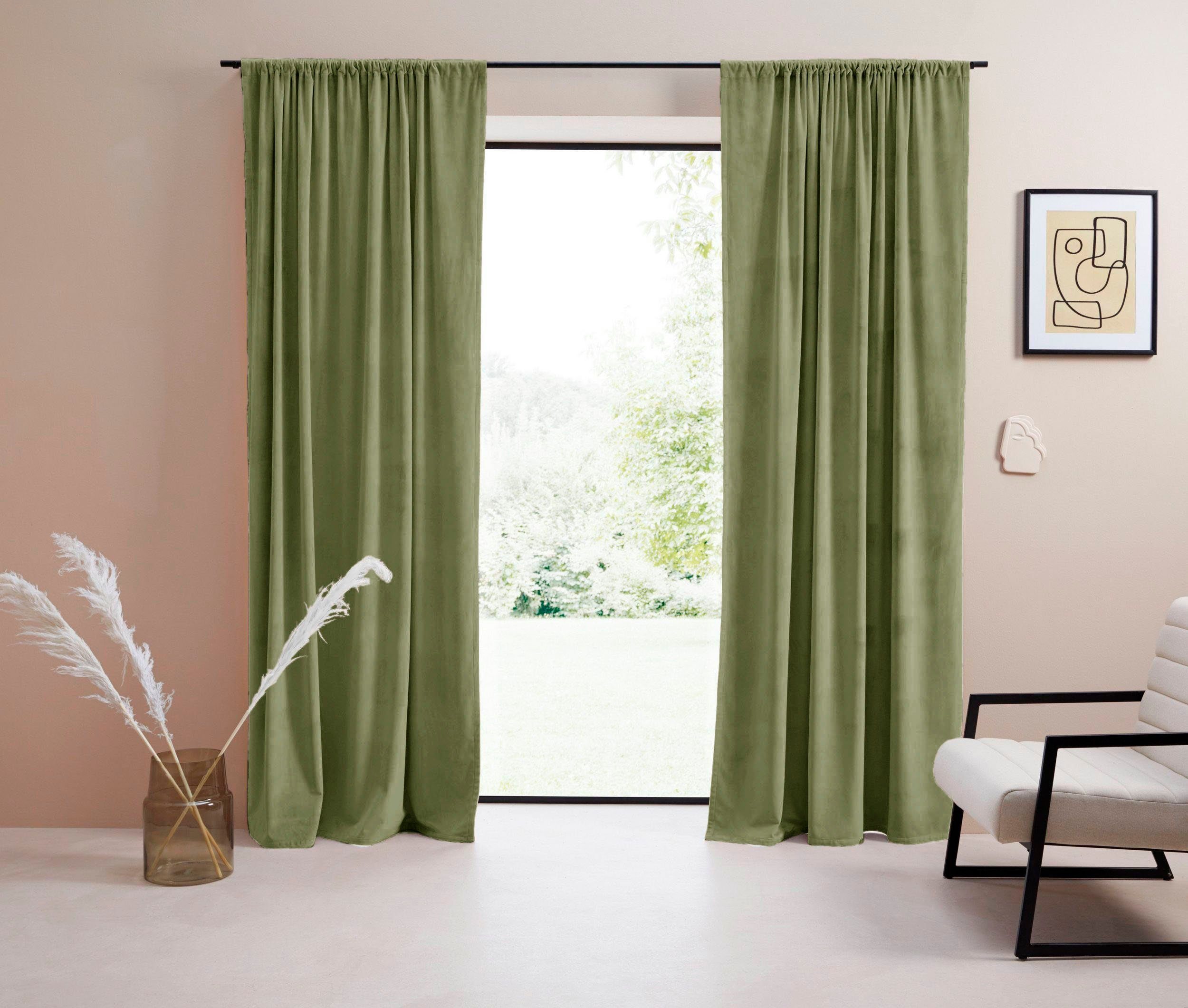 LeGer Home by Lena Gercke Vorhang Samt Ladina (1 St), Stangendurchzug, blickdicht, Polyester, blickdicht, gewebt, verschiedene Größen, 1 Stück, Bestseller