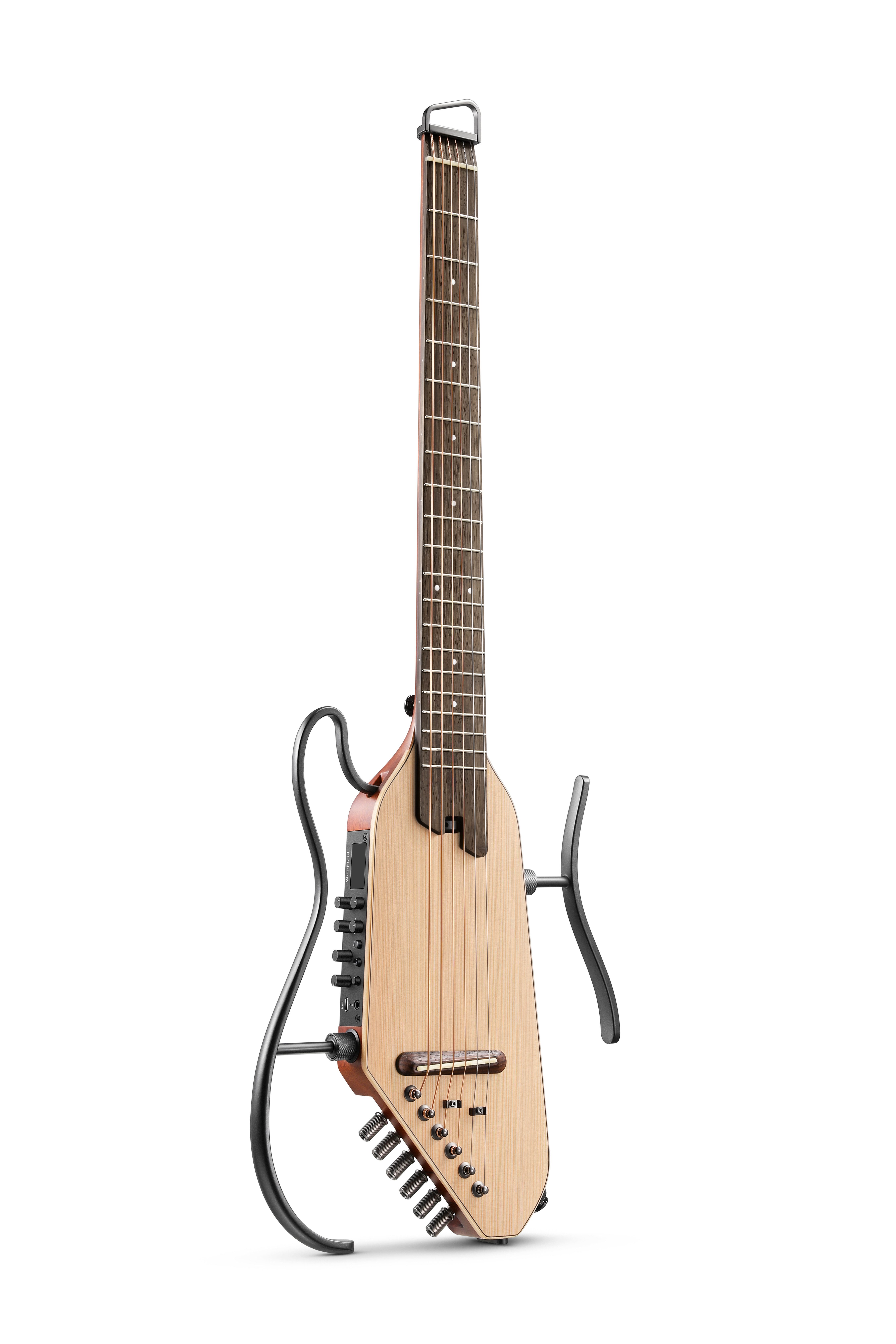 Donner Akustikgitarre HUSH I PRO Reisegitarre Effekte Smart E-Gitarre Set mit Kopfhörer, Matt Federleichte kopflose Gitarre, Kopfhörer, Gigbag, Gurt, Ladekabel, Ideal für Reisen und zum Üben