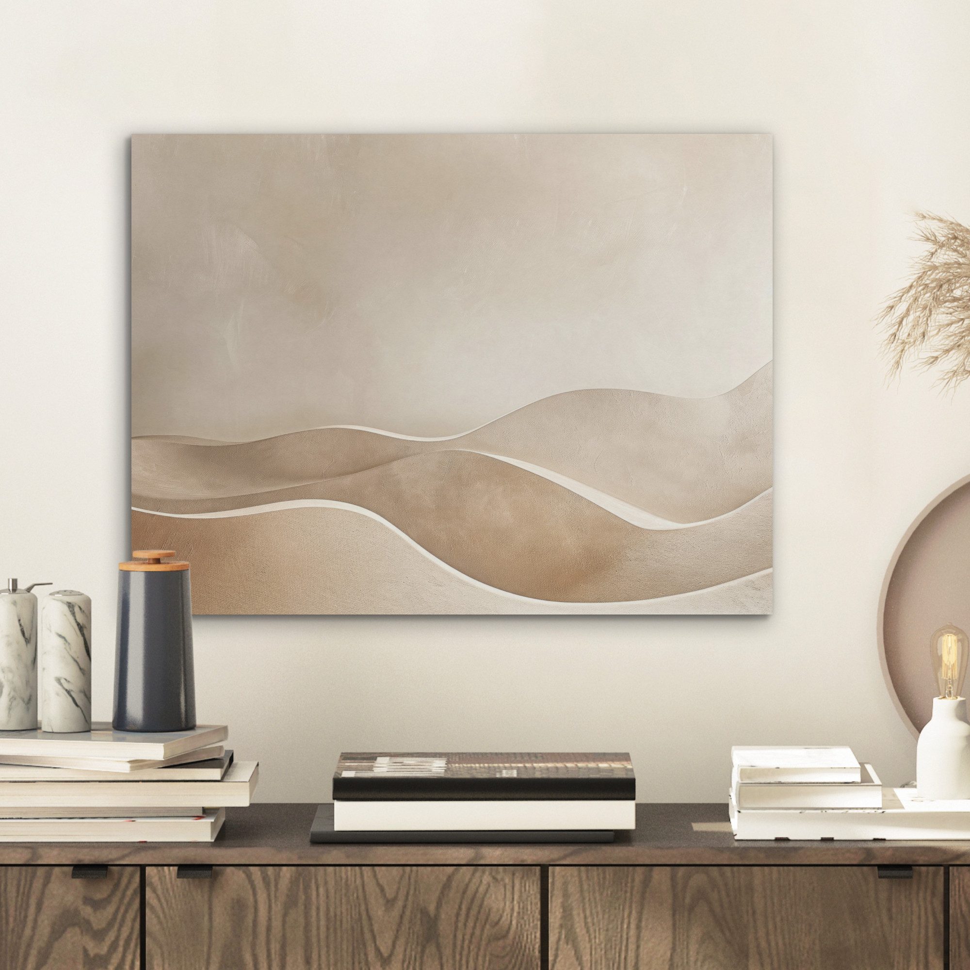 MuchoWow Gemälde Beige - Natur - Abstrakt - Modern, Fotodruck (1 St), Akust günstig online kaufen