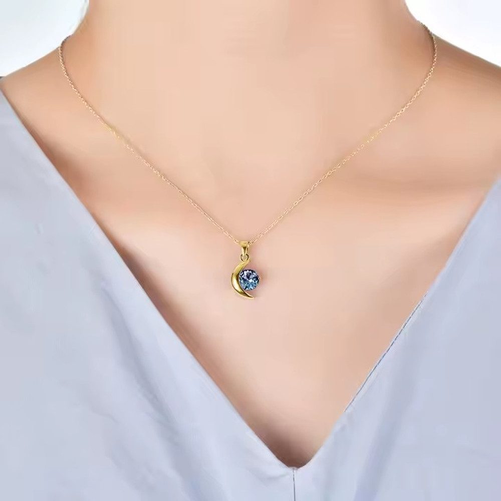 Runde Perlé Kette mit Anhänger Kette mit Mond und Tropfen Anhänger, Stein A günstig online kaufen