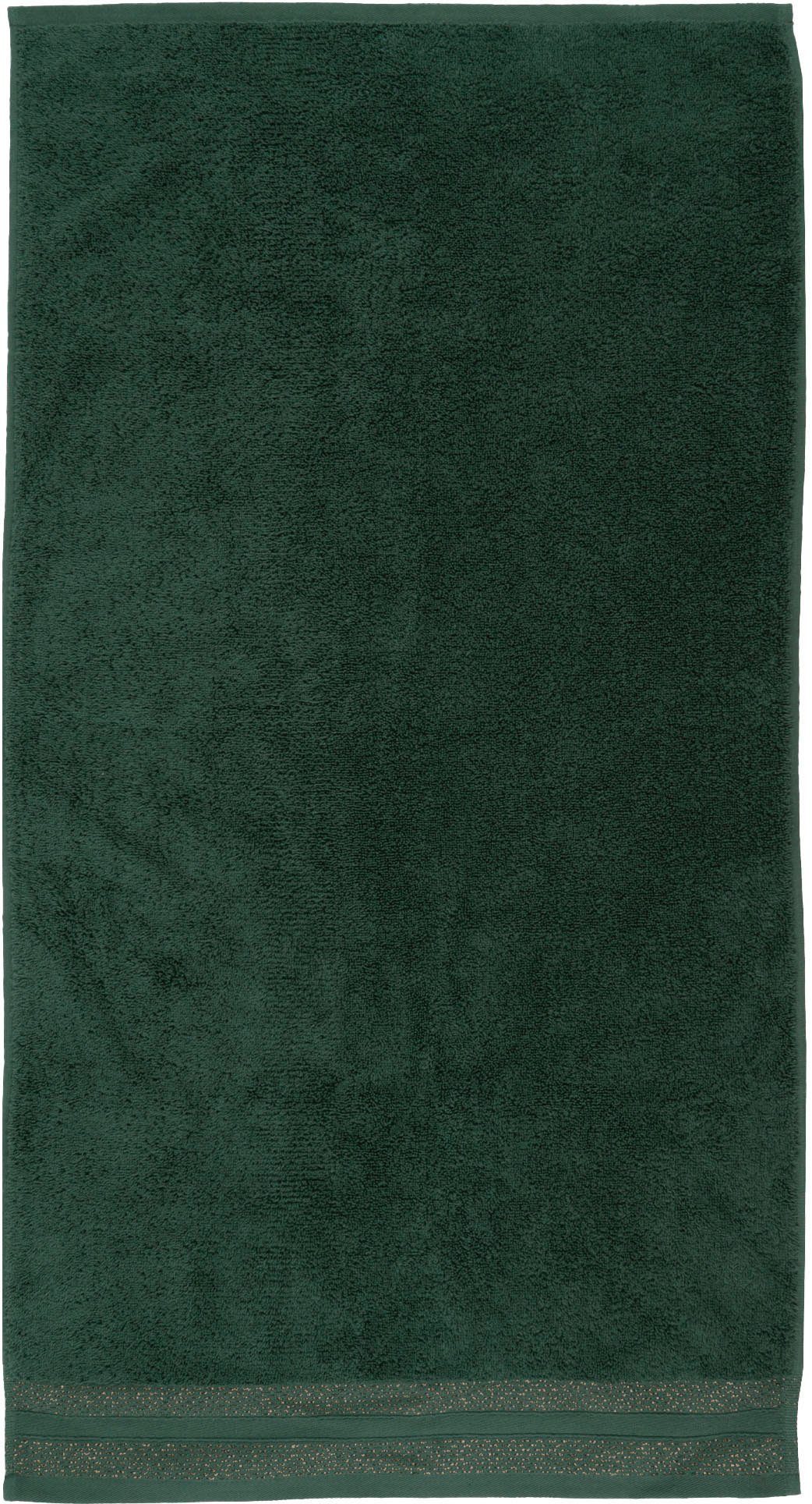 Bordüre, Handtuch mit 2-tlg), 550gr/m², »Esmindra« Handtuch oder goldfarbener Leonique Premium dunkelgrün Badetuch Bio-Baumwolle Set Set, Frottier, (Set,