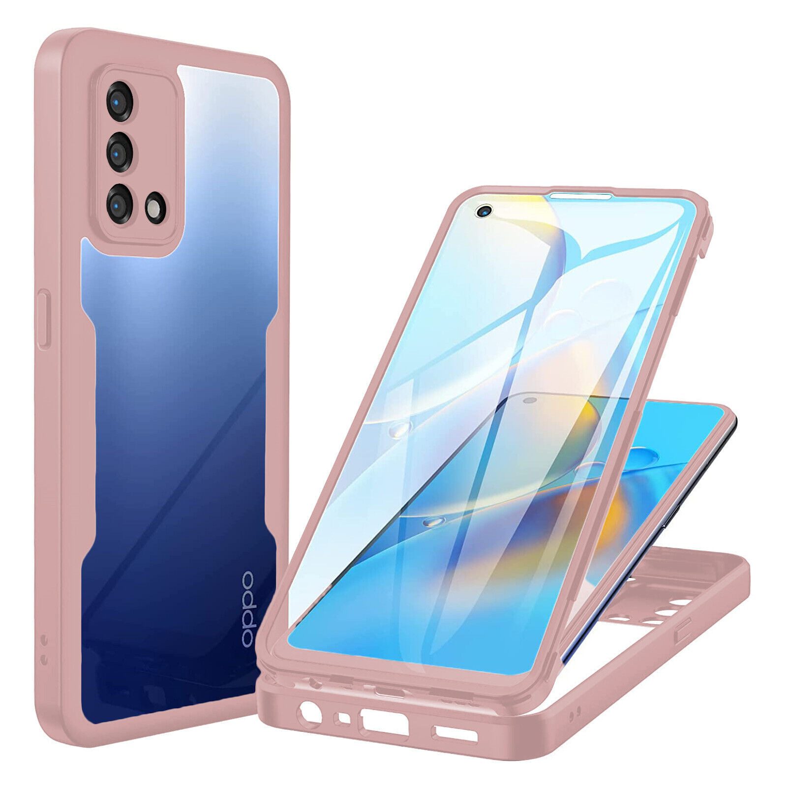 betterfon Handyhülle für Oppo A74 4G 2-teiliges 360° TPU Schutzcase, Vollschutz Case mit integriertem Displayschutz und klarer Sicht