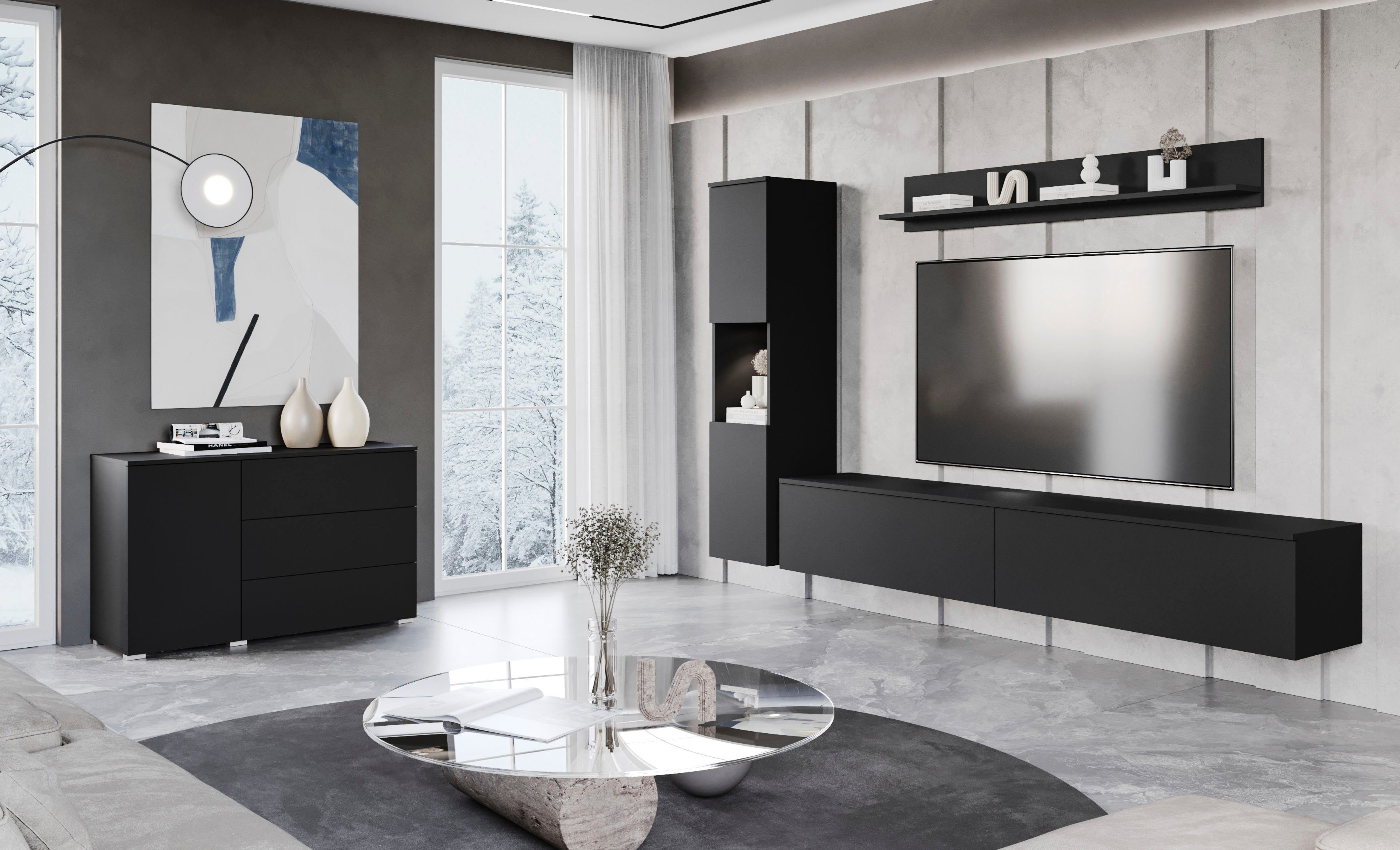 OTTO home Sideboard PARIS (1 St), Moderne 110cm breite grifflose Kommode, vielseitig einsetzbar
