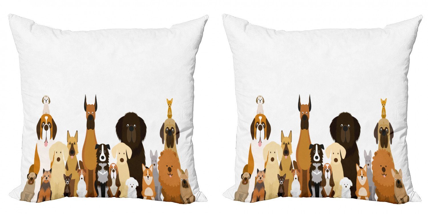 Kissenbezüge Modern Accent Doppelseitiger Digitaldruck, Abakuhaus (2 Stück), Hunde Verschiedene Rassen Lustige Aufstellung