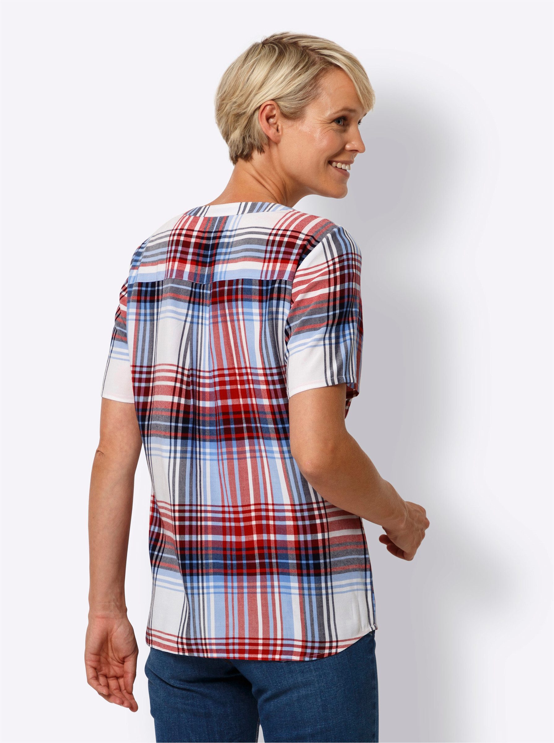 Sieh an! Klassische Bluse Karo-Bluse Kurzarm günstig online kaufen