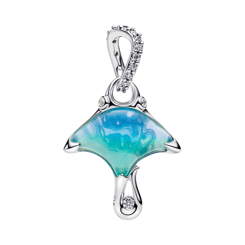 Pandora Charm-Einhänger 794685C01, Mantarochen, Zirkonia, Murano-Glas