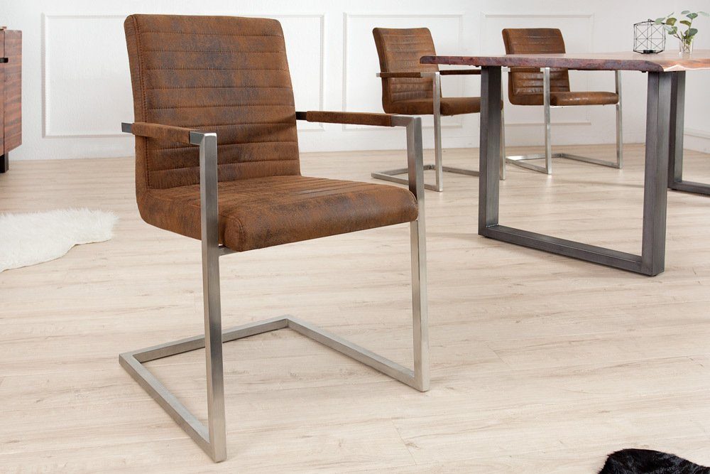 riess-ambiente Freischwinger LOFT vintage braun / silber (Einzelartikel, 1 günstig online kaufen