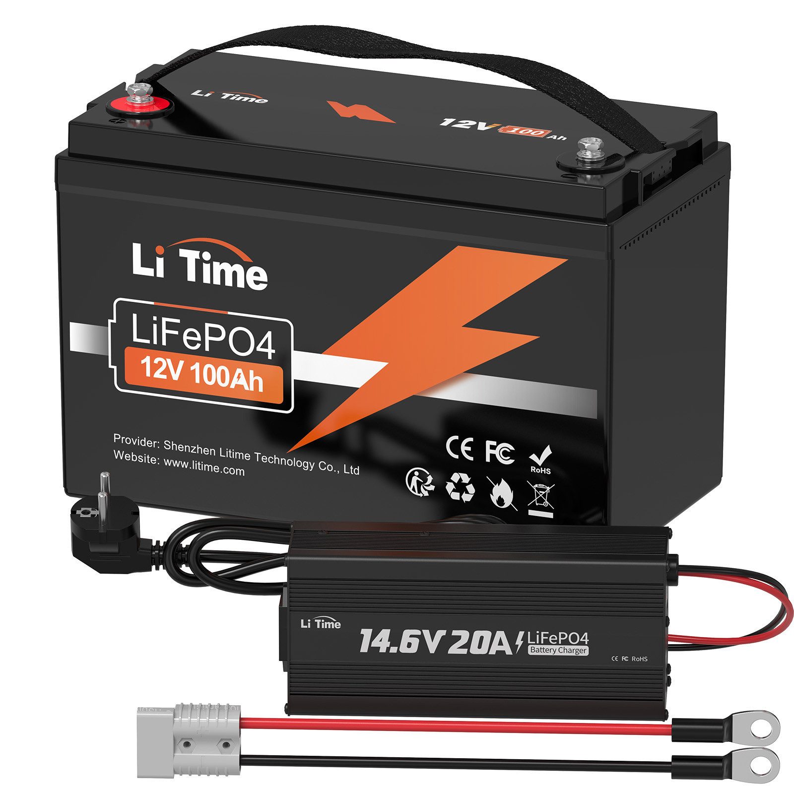LiTime LiTime 14.6V 20A Lithium Batterieladegerät Akku-Set (12 V, 1 St), Geeignet für LiTime 12V LiFePO4 Lithium Batterie