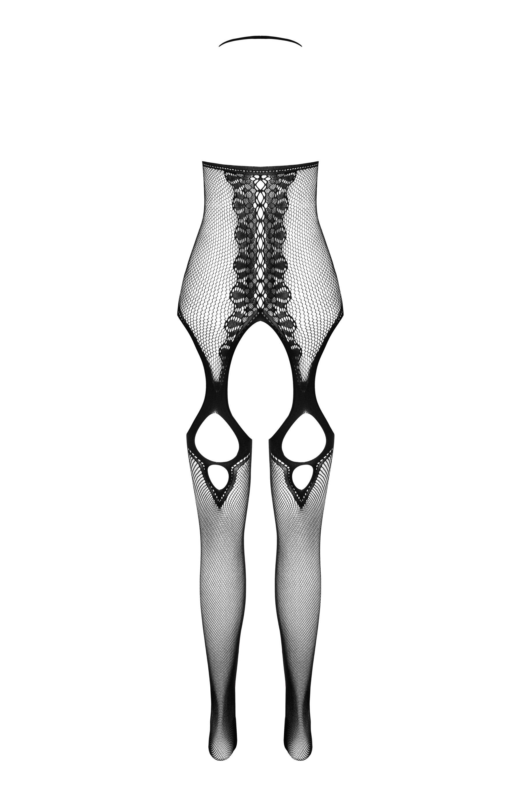 Passion schwarz Catsuit Bodystocking (1 St) ouvert transparent DEN 20 Passion Bodystocking Collection Eco