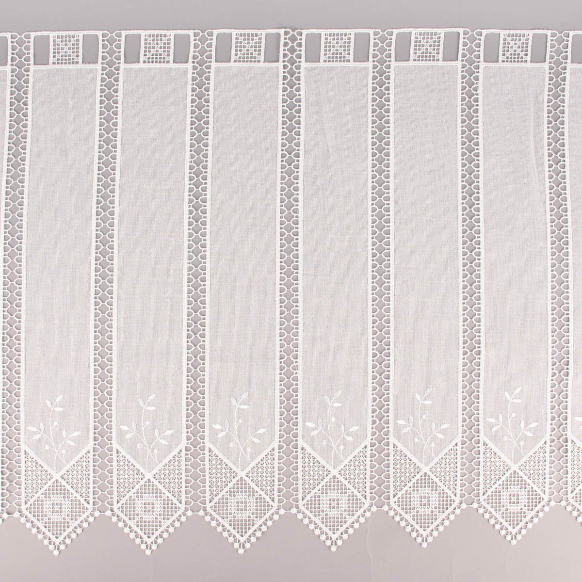 SCHÖNER LEBEN. Meterware Scheibengardine nähfrei Häkelei Stickerei Blätter günstig online kaufen