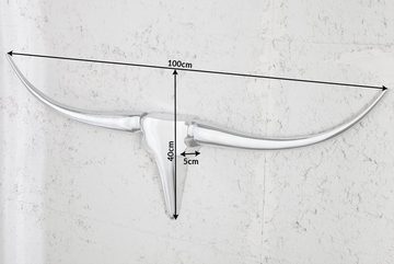 riess-ambiente Wanddekoobjekt BULL L 100cm silber (1 St), Stierkopf · Modern Design · Wanddekoration · Metall