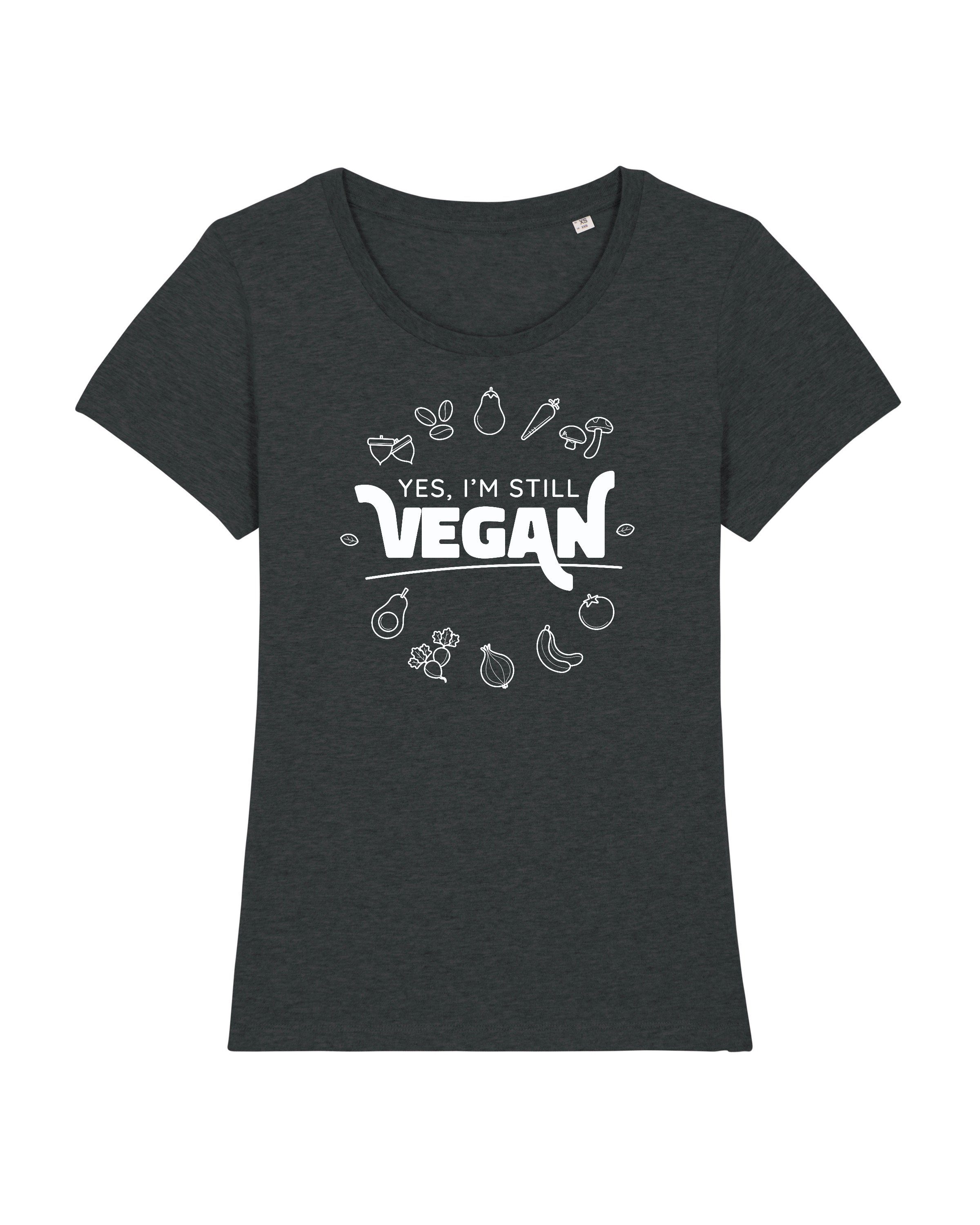 wat? Apparel Print-Shirt Still Vegan (1-tlg) dunkelgrau meliert