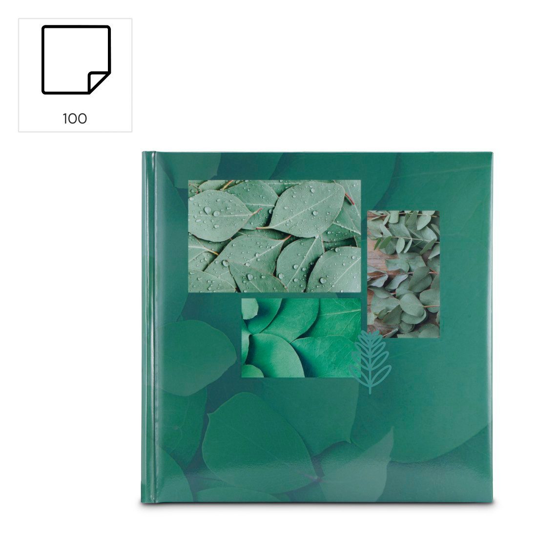 Hama Fotoalbum Fotoalbum Jumbo Bildformat 30x30 cm, 100 weiße Seiten, Leaves, Zum Selber Einkleben, Selbstgestalten, elegantes Design