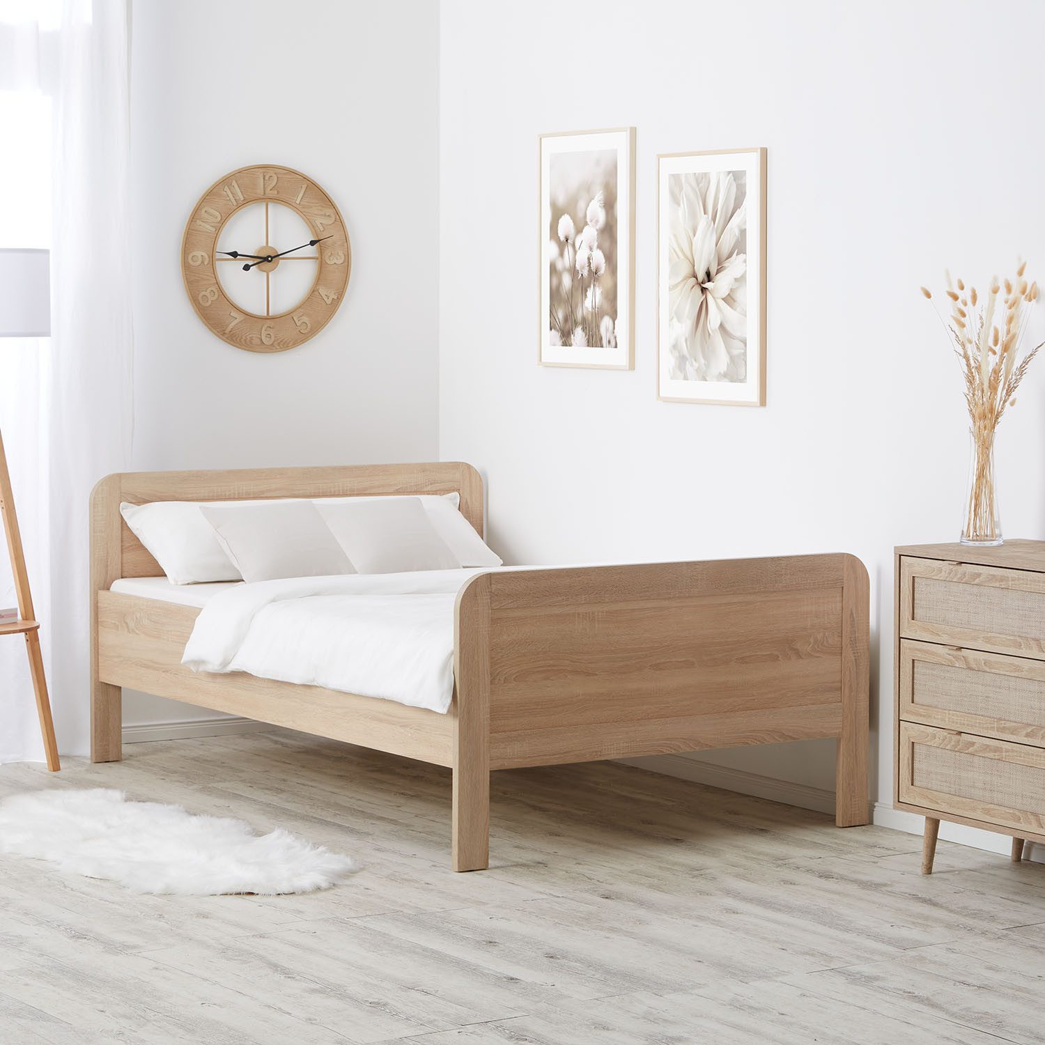 Homestyle4u Holzbett 90x200 Komfortbett Braun Natur günstig online kaufen