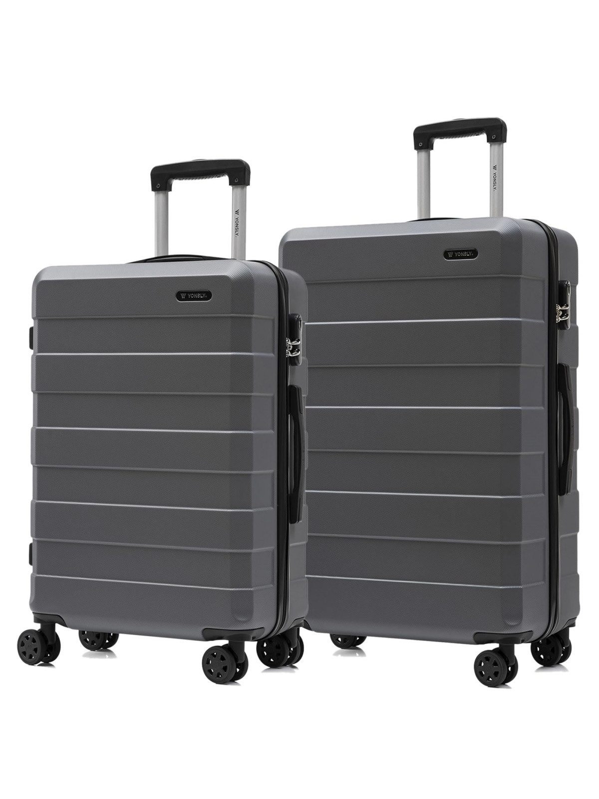 YONSLY Trolleyset Trolley Reisekoffer Hartschalen-Reiseset, 4 Rollen, (2-tlg., 2 tlg., L/XL), 360°-Rollen, Zahlenschloss, weicher Gummigriff