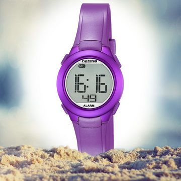 CALYPSO WATCHES Digitaluhr Calypso Damen Uhr K5677/2 Kunststoffband, (Digitaluhr), Damen Armbanduhr rund, PURarmband lila, Sport