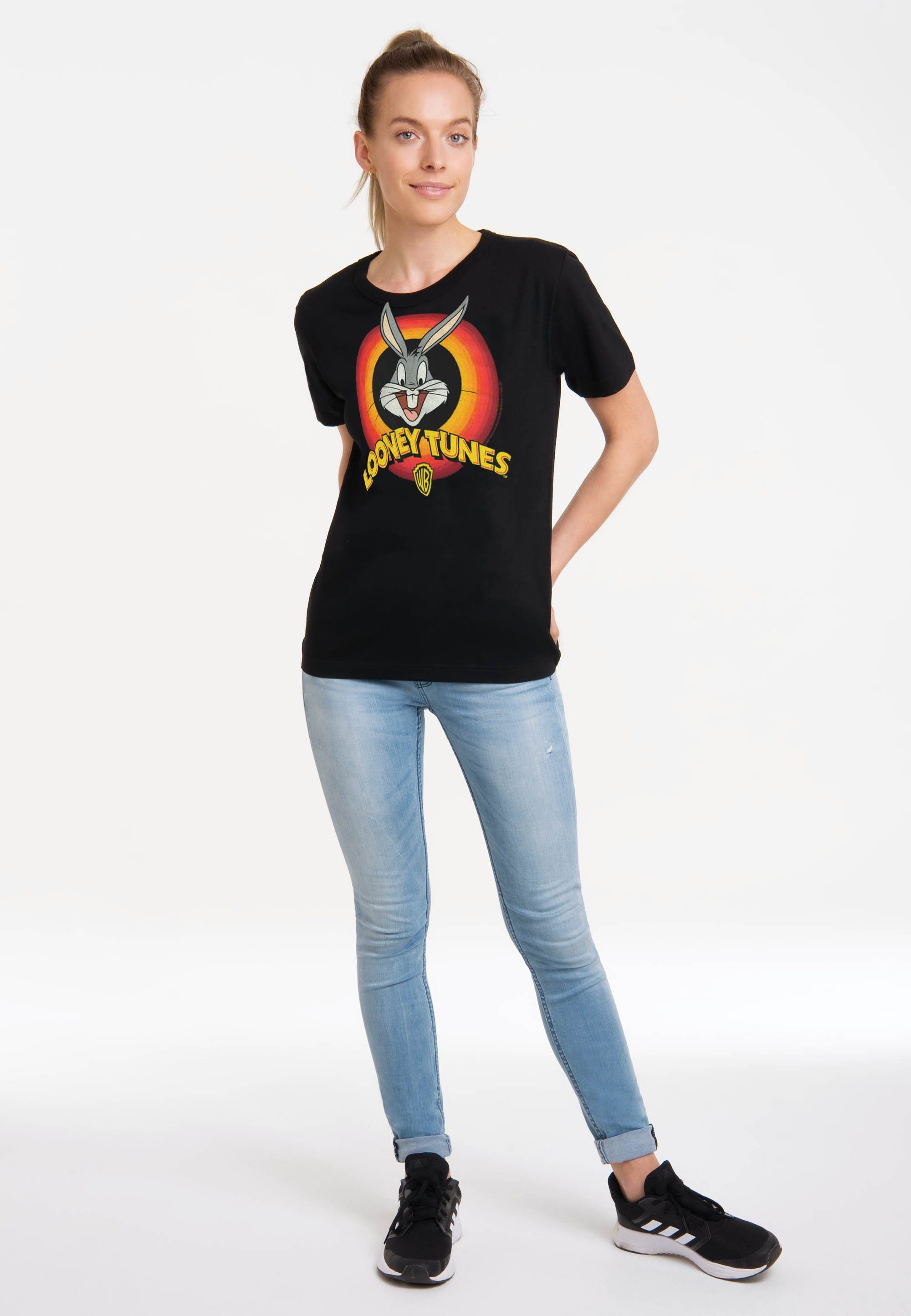 LOGOSHIRT T-Shirt Looney Tunes – Bugs Bunny Logo mit coolem Logo-Print